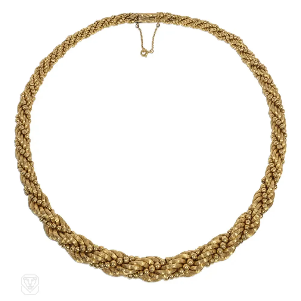 1950s French gold graduated rope necklace