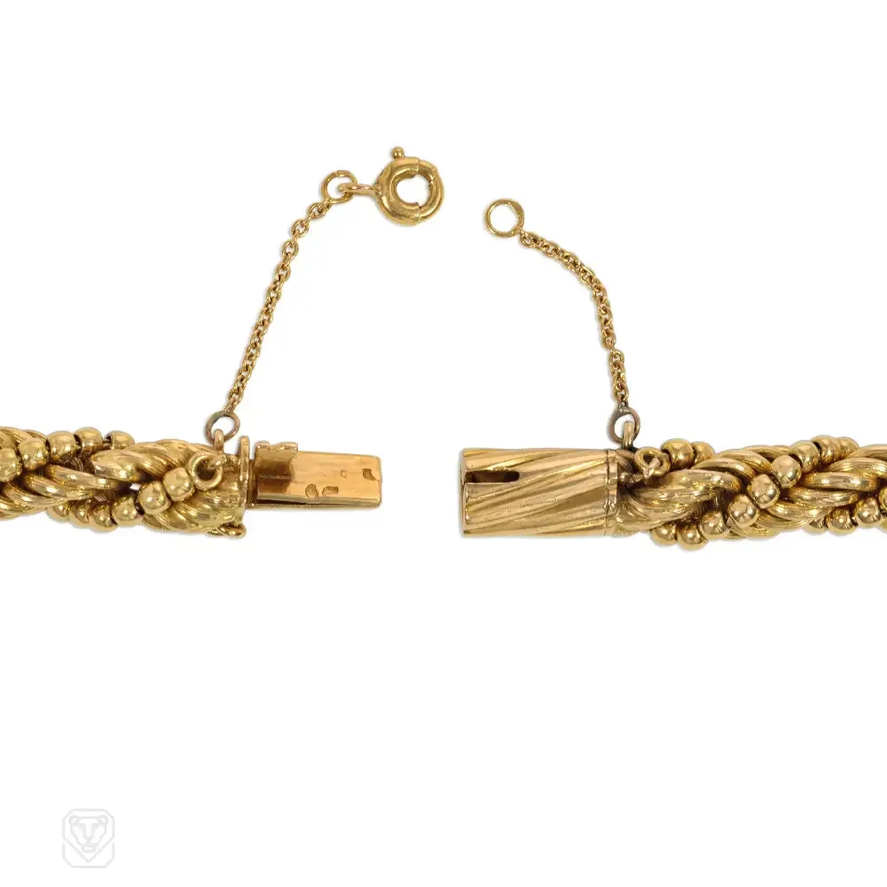 1950s French gold graduated rope necklace