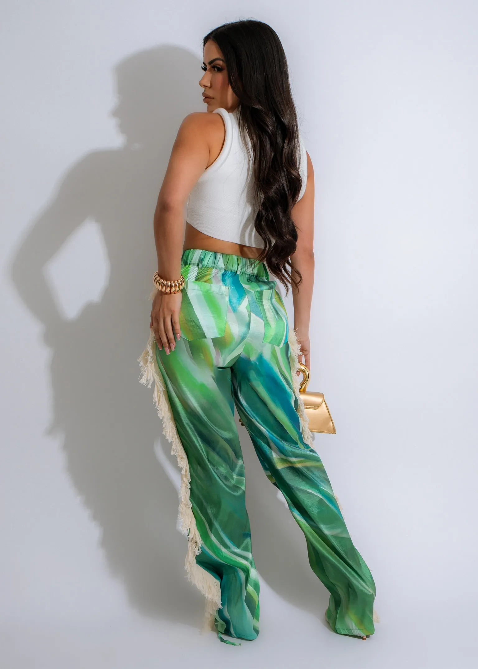 A Reservation Fringe Pants Green