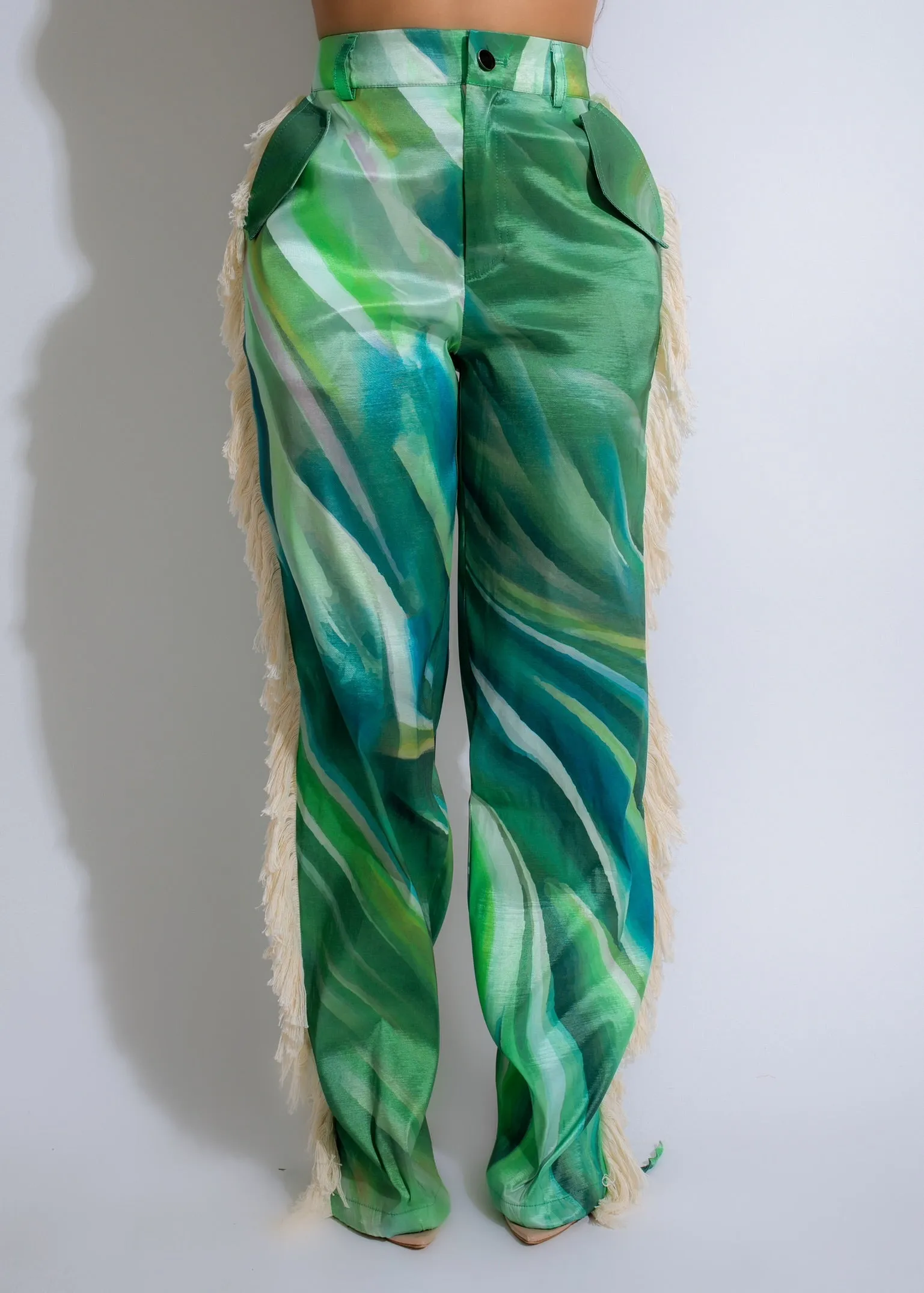 A Reservation Fringe Pants Green