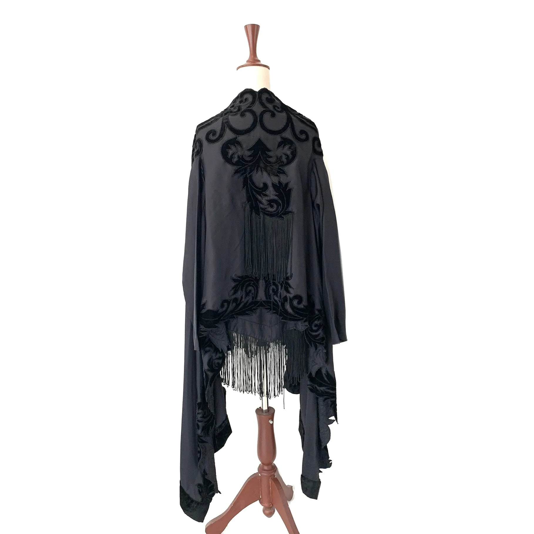 Aleena & Fareena Black Embroidered Slip & Cape | Gently Used |