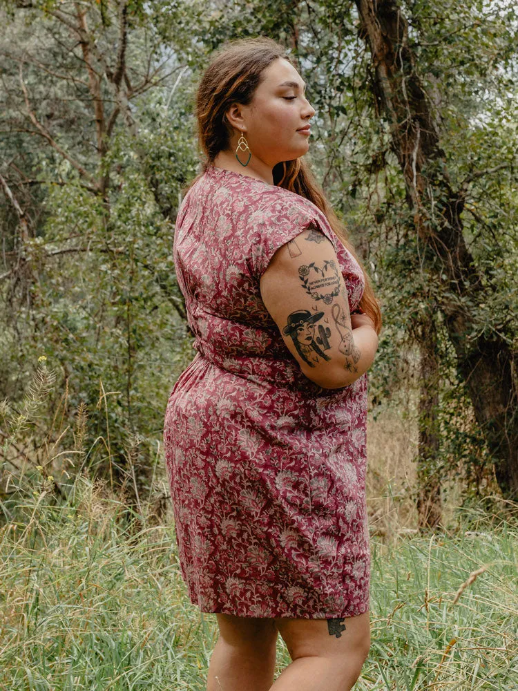 Artsy Traveler Plus Size Dress - Magenta Vine