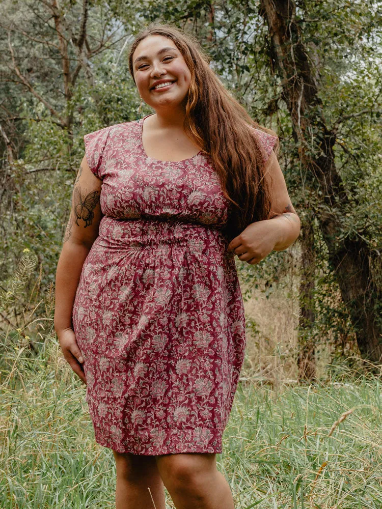 Artsy Traveler Plus Size Dress - Magenta Vine