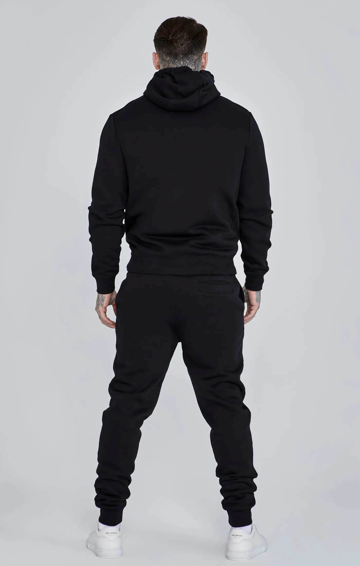 Black Essential Zip Through Funnel Hoodie