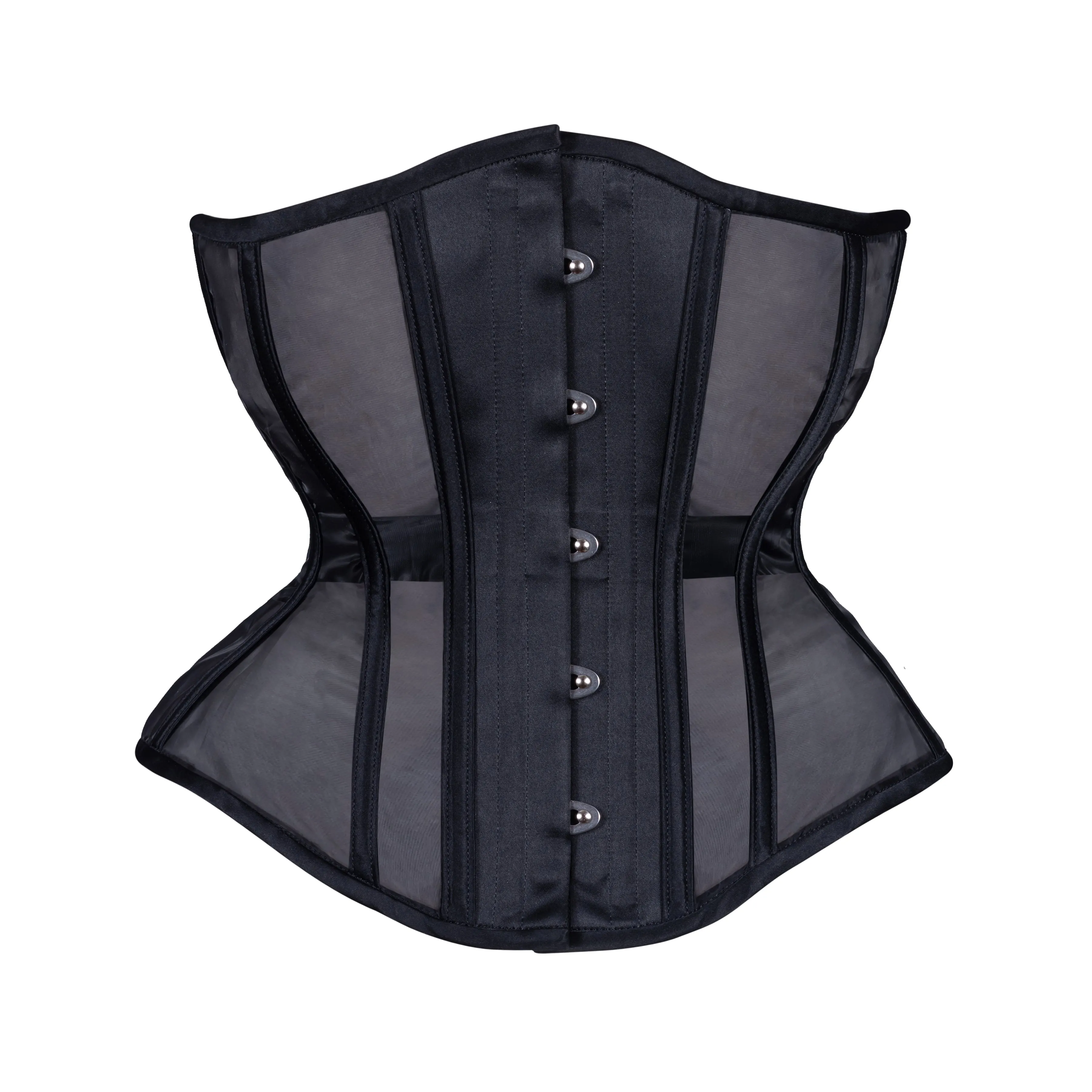 Black Fine Mesh Corset, Hourglass Silhouette, Regular