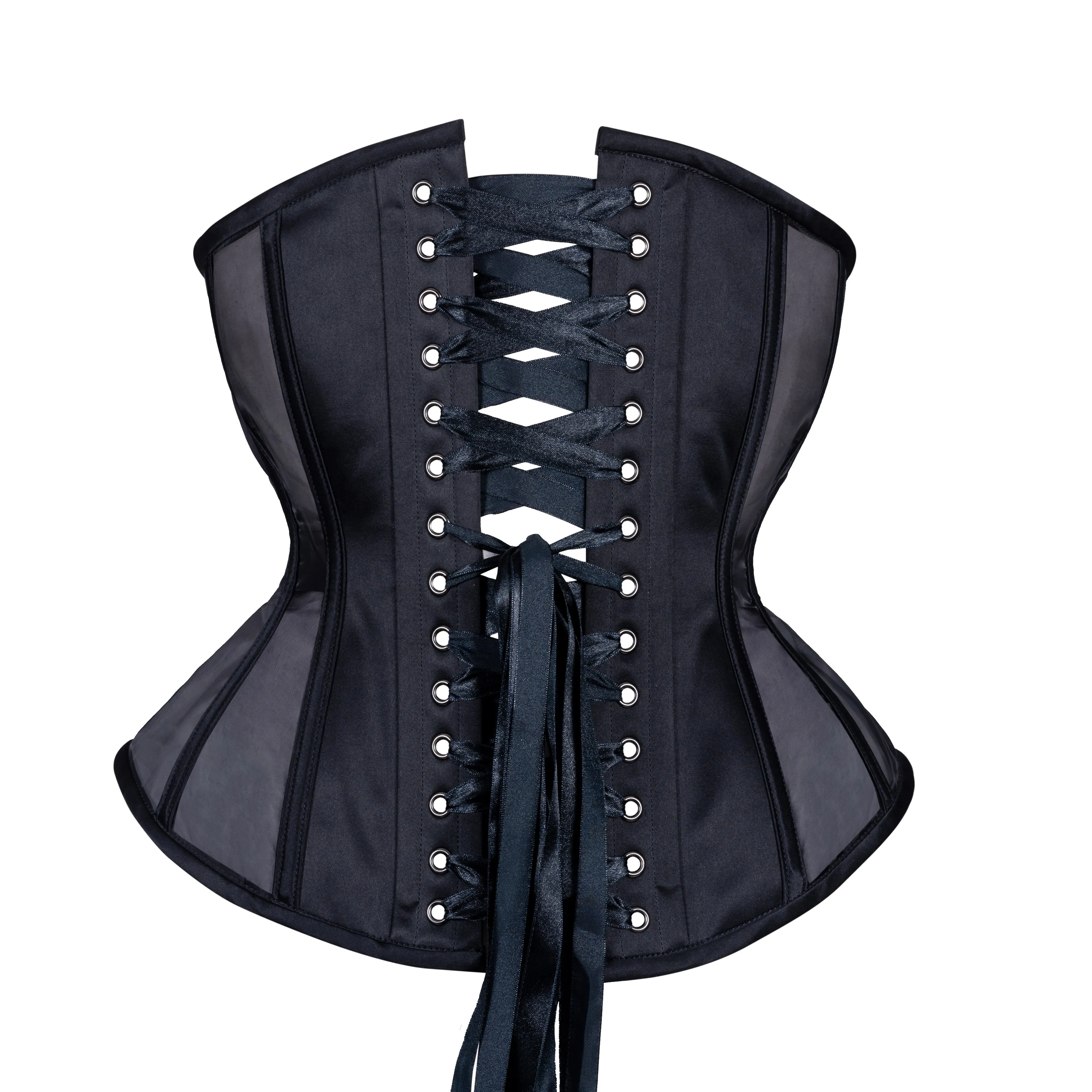 Black Fine Mesh Corset, Hourglass Silhouette, Regular