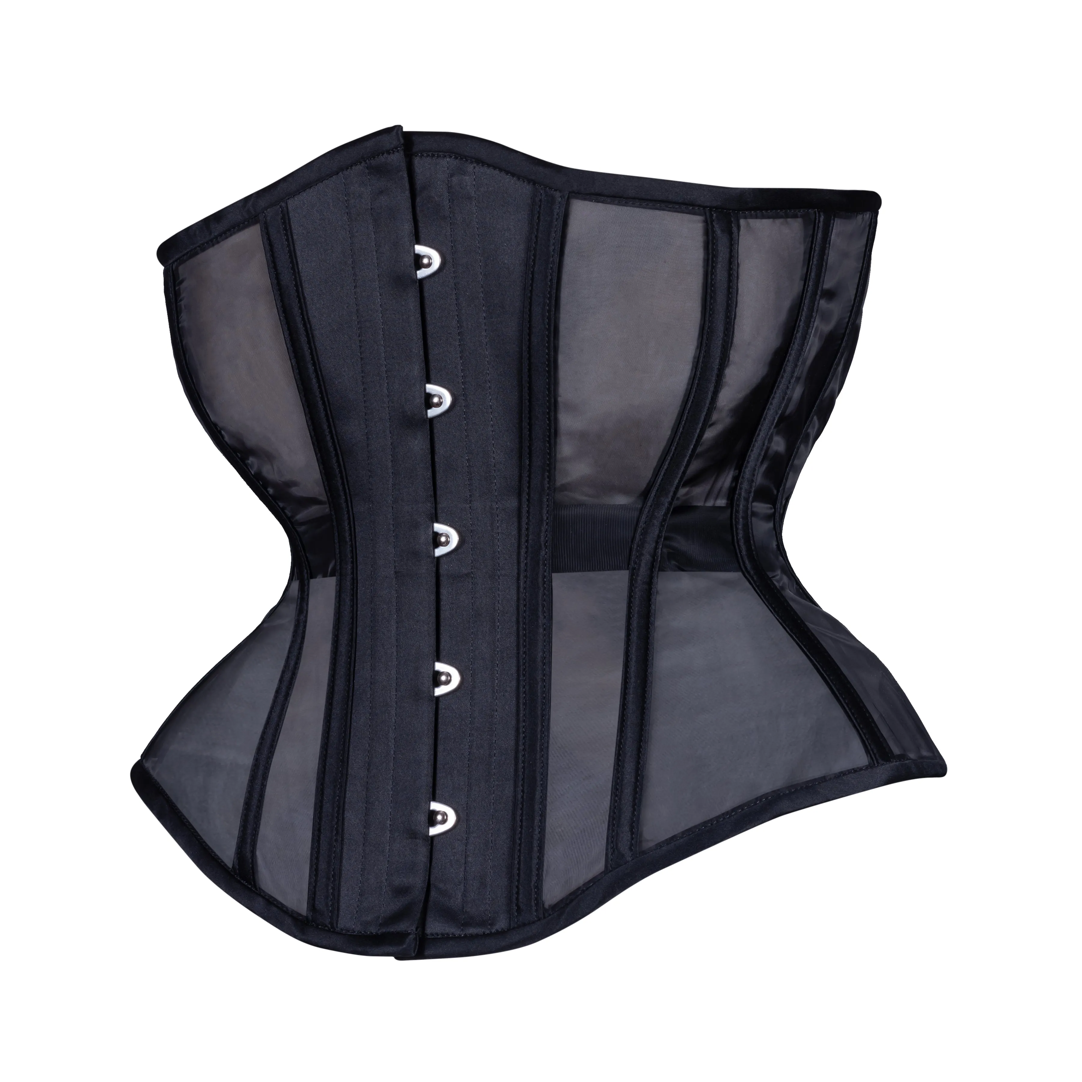 Black Fine Mesh Corset, Hourglass Silhouette, Regular