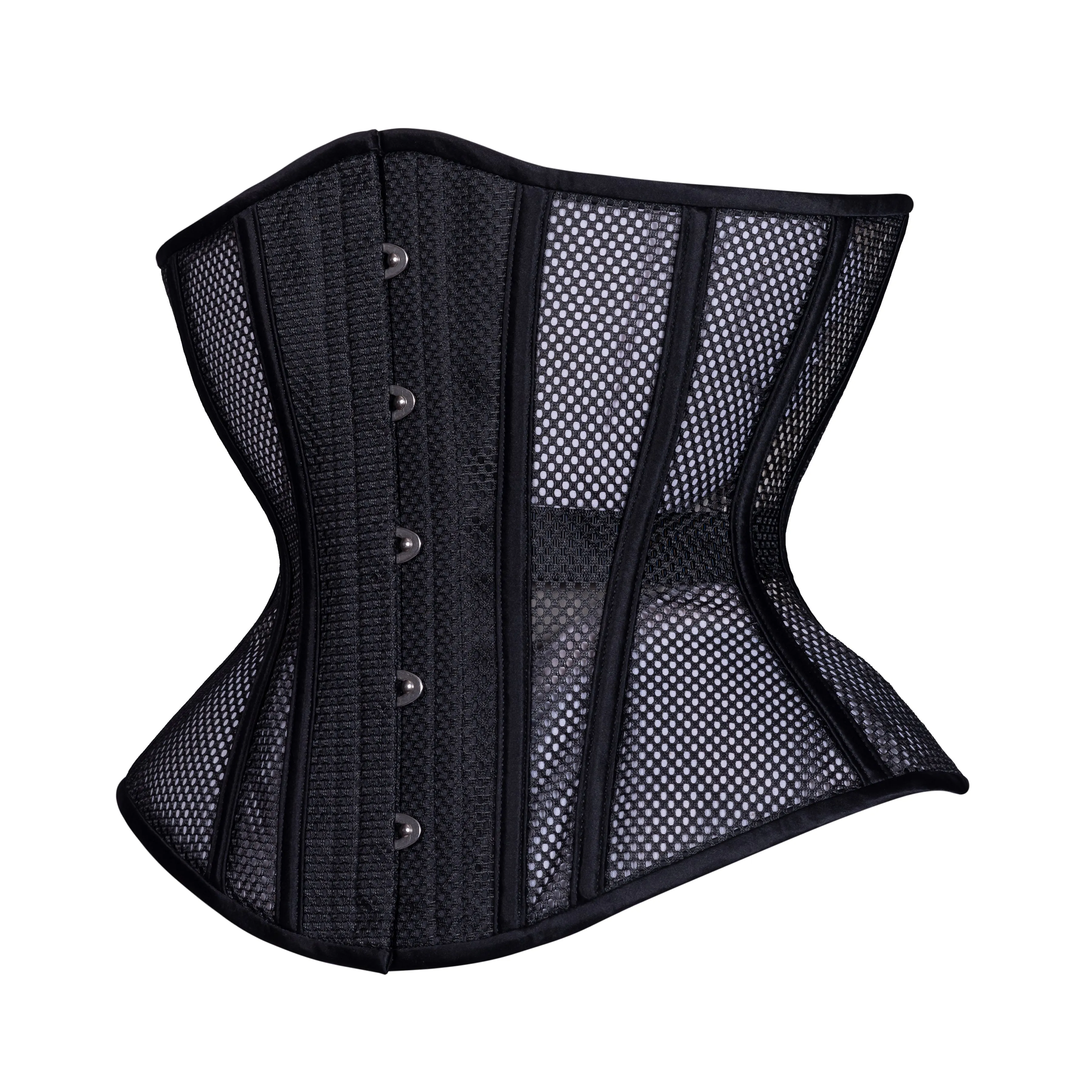 Black Open Mesh Corset, Hourglass Silhouette, Regular