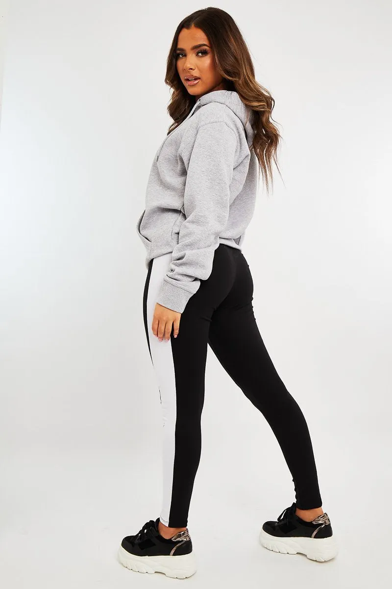 Black White Side Stripe Leggings - Cairo