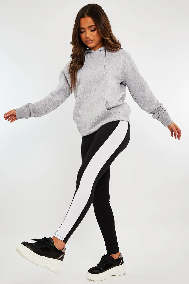 Black White Side Stripe Leggings - Cairo