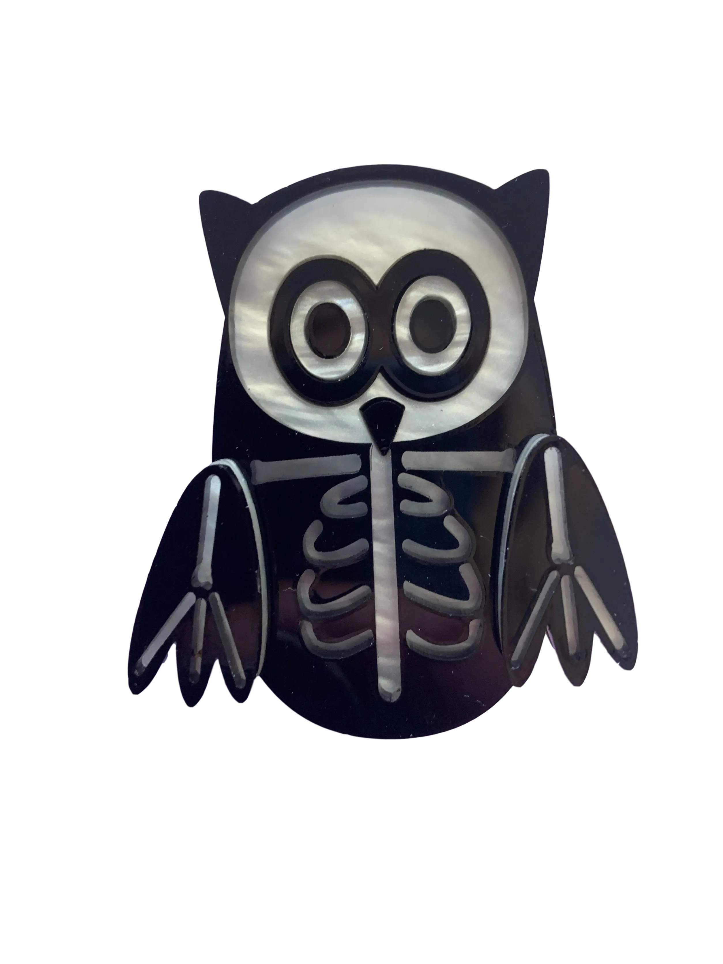 Bones the ☠ skeleton 🦉 owl - Brooch