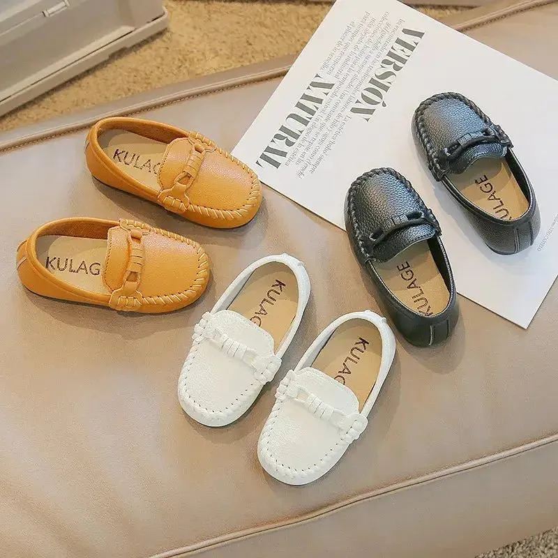 Boys' Stylish Leather-Look Slip-On Moccasins