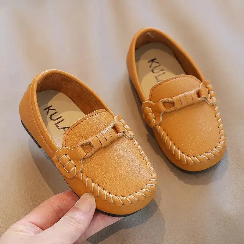 Boys' Stylish Leather-Look Slip-On Moccasins