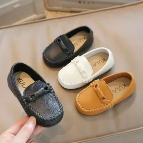 Boys' Stylish Leather-Look Slip-On Moccasins