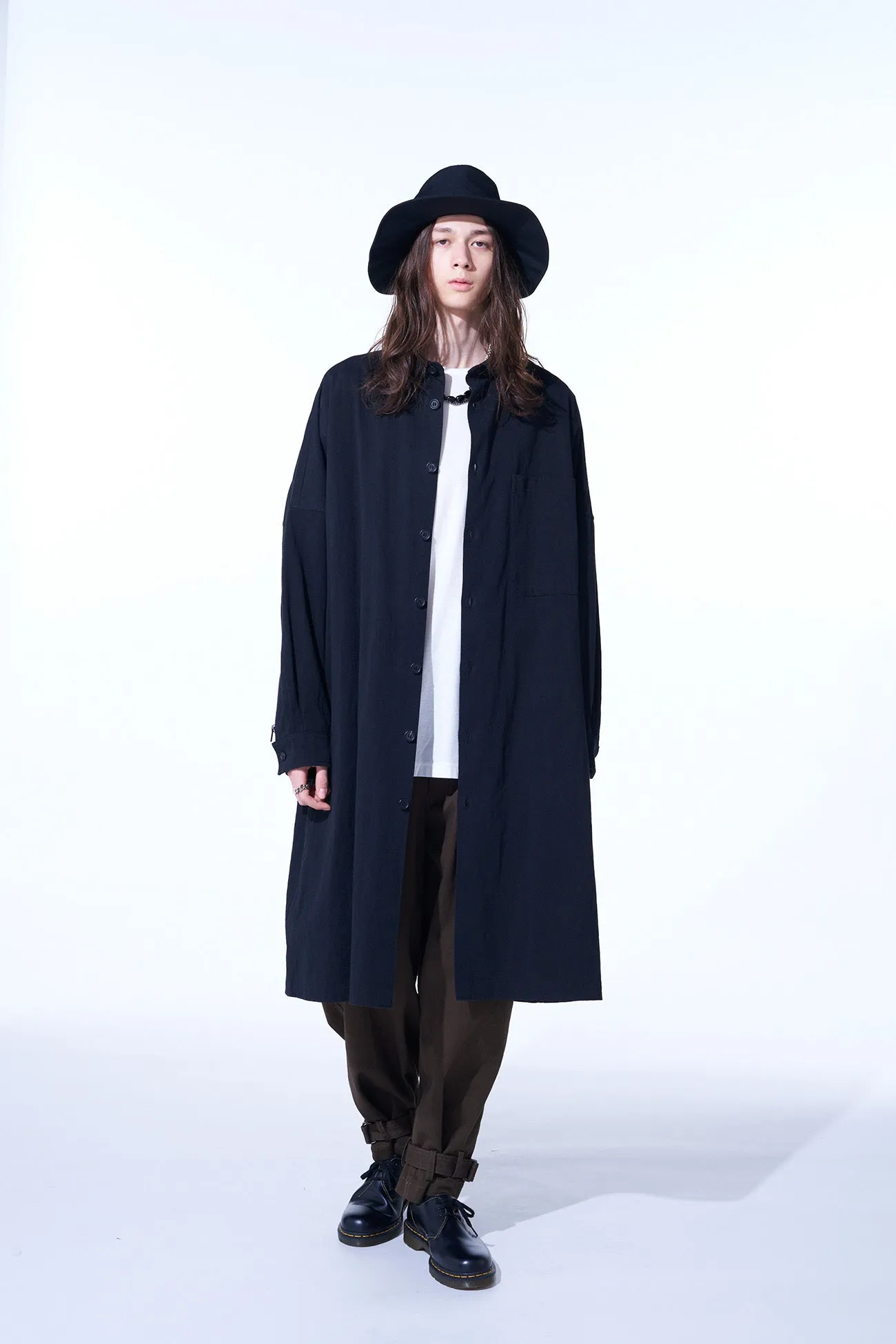 COTTON/HEMP TWILL BACK YOKE ZIP COAT