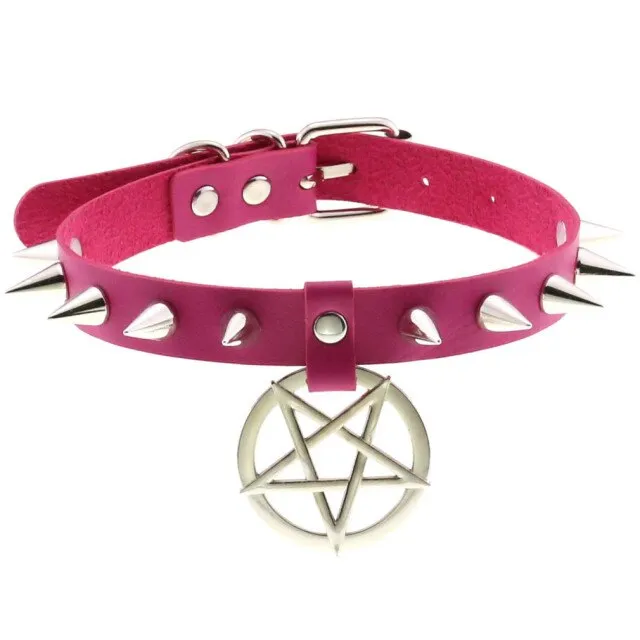 'Darkest Depths' Alt Goth Pentagram Spike Choker