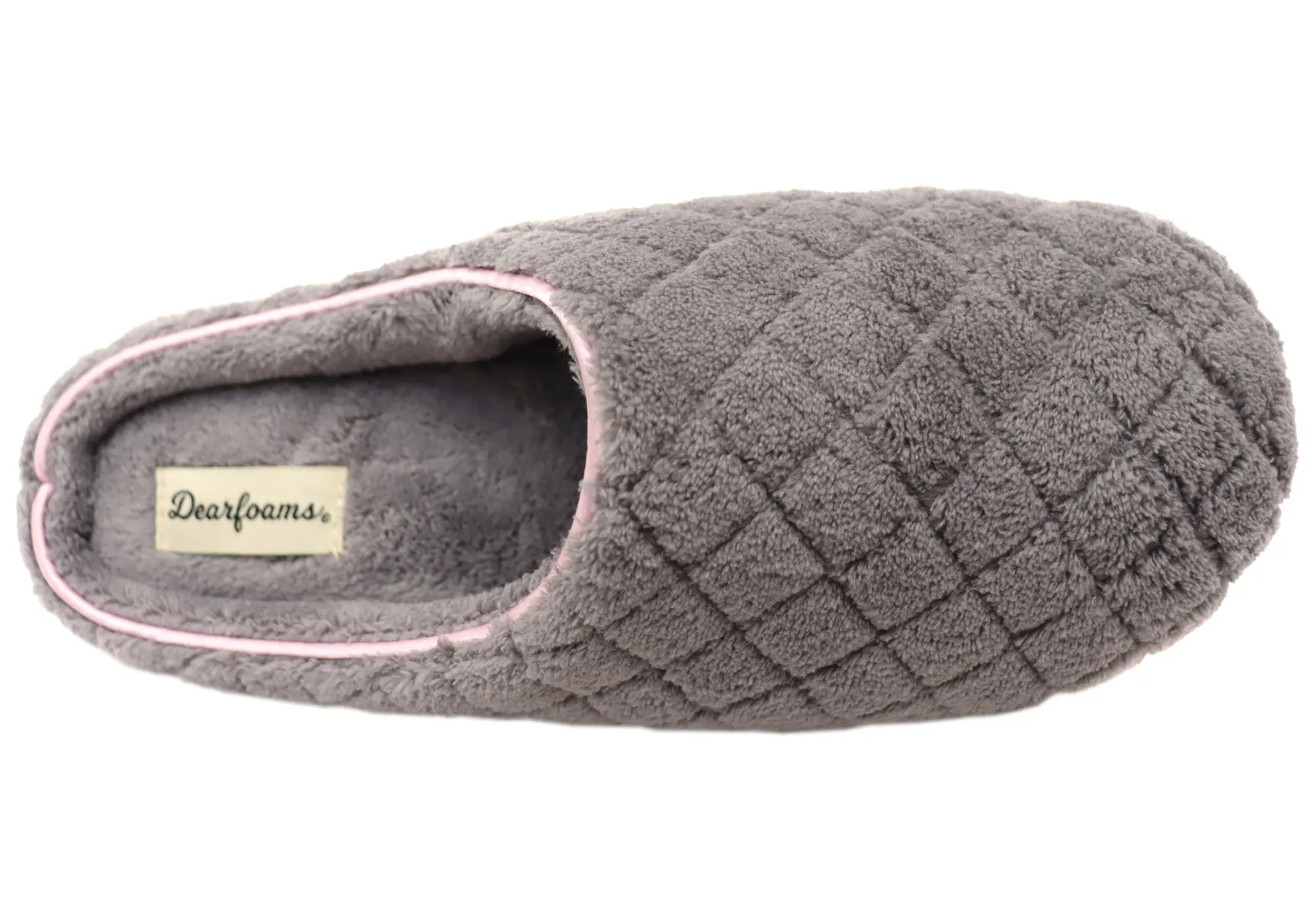 Dearfoams Womens Leslie Quilted Terry Clog Wide Fit Indoor Slippers