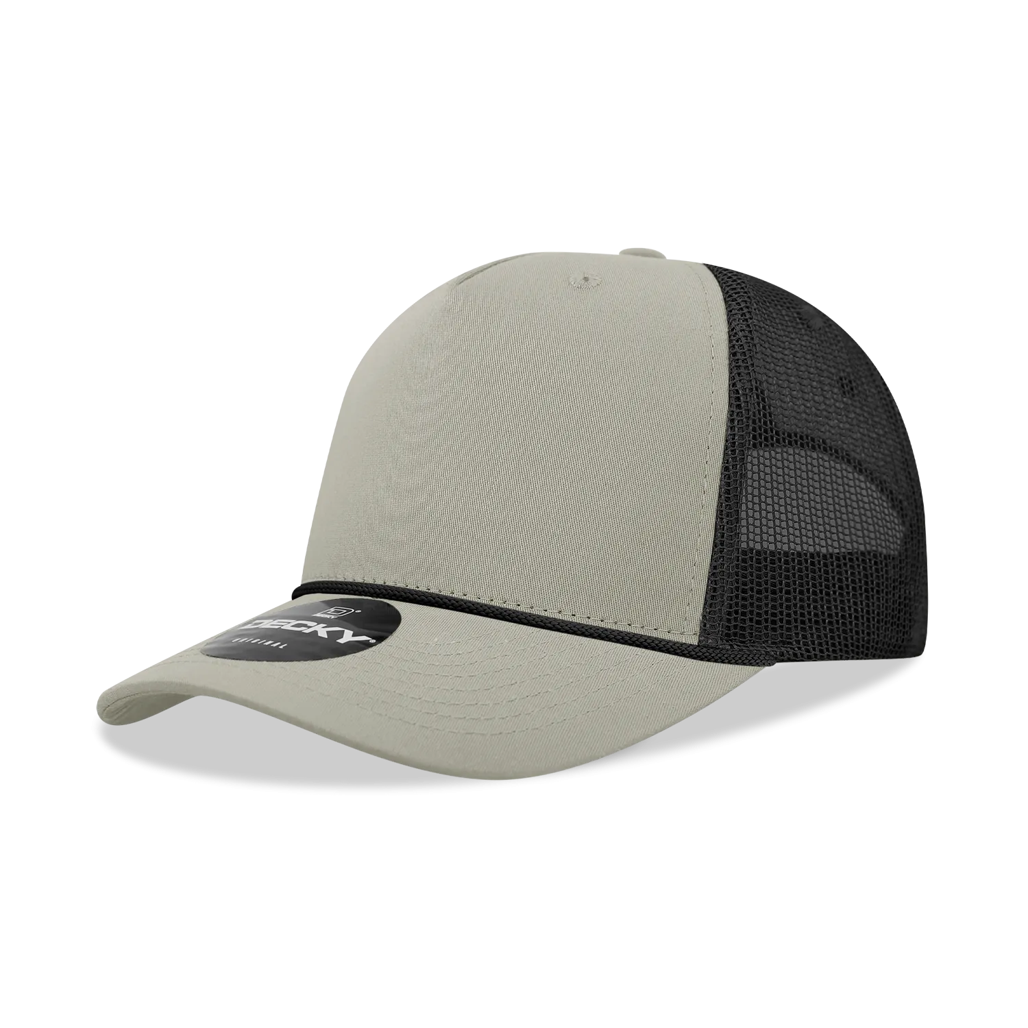 Decky 6040 - 5 Panel Mid Profile Structured Cotton/Poly Blend Trucker w/Rope