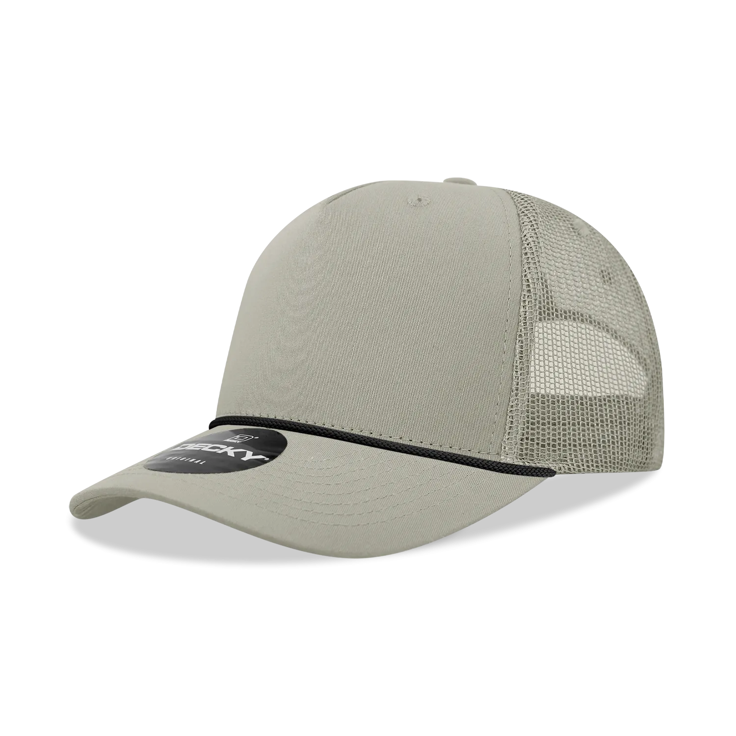 Decky 6040 - 5 Panel Mid Profile Structured Cotton/Poly Blend Trucker w/Rope