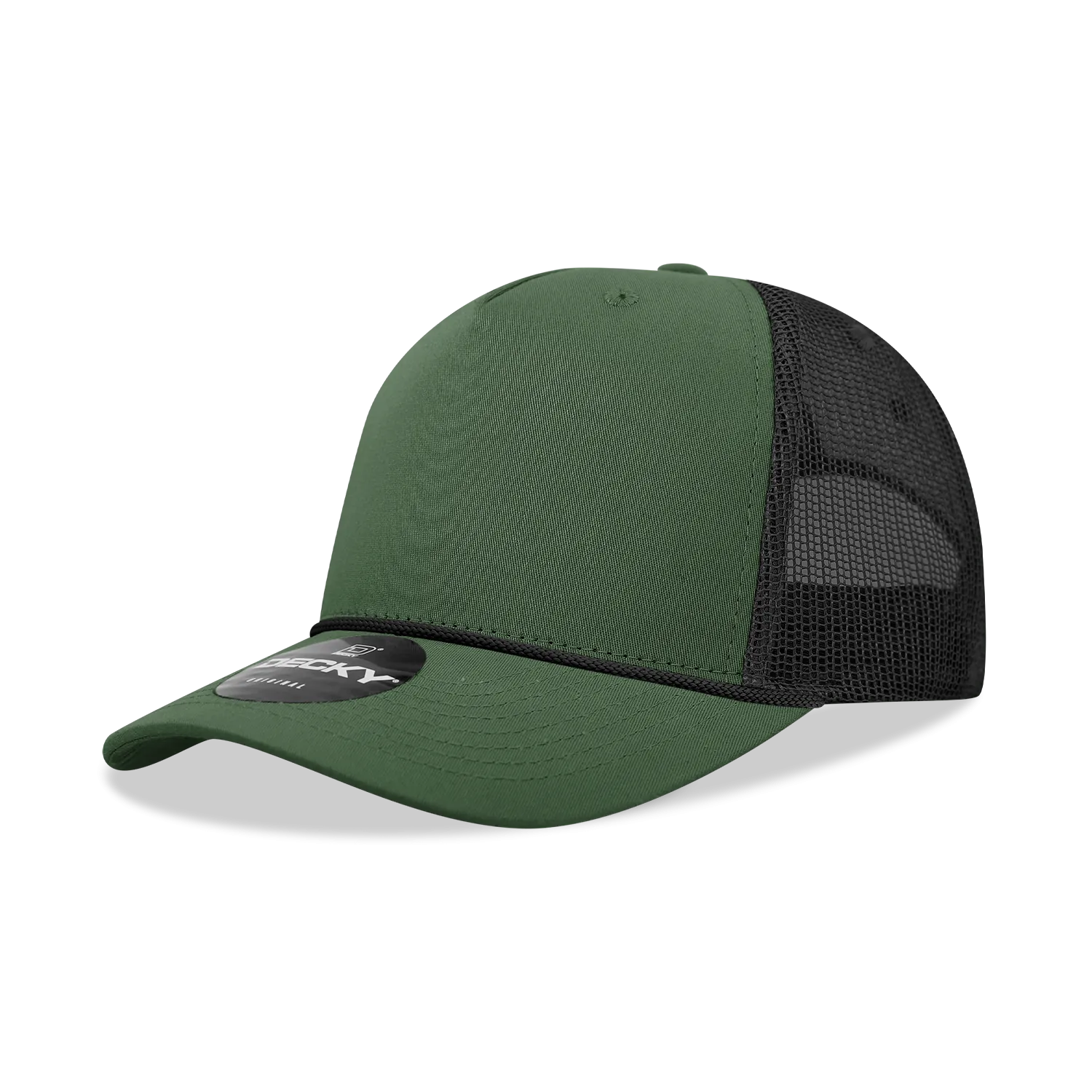 Decky 6040 - 5 Panel Mid Profile Structured Cotton/Poly Blend Trucker w/Rope