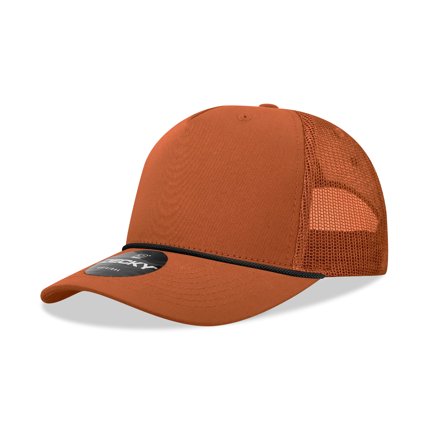 Decky 6040 - 5 Panel Mid Profile Structured Cotton/Poly Blend Trucker w/Rope