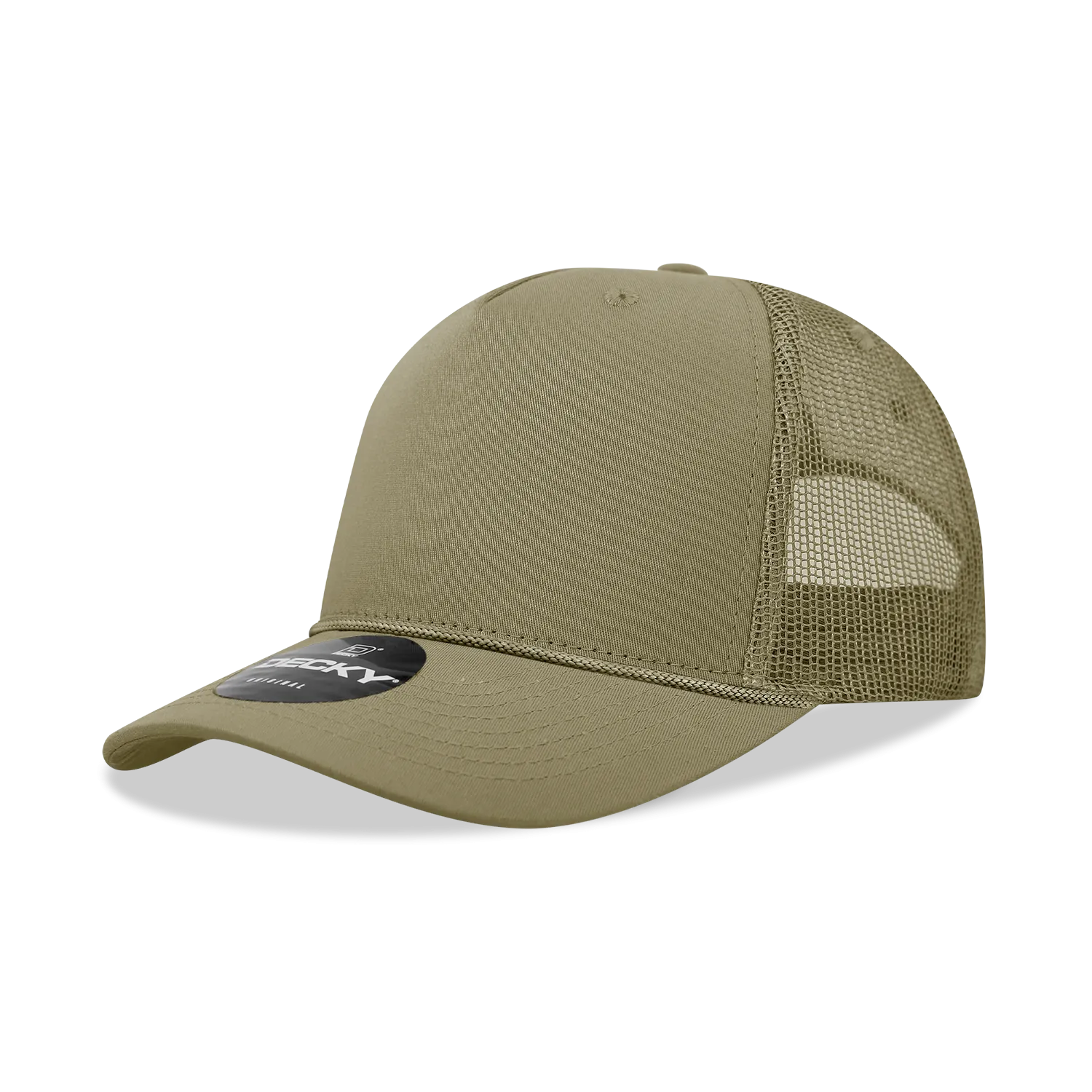 Decky 6040 - 5 Panel Mid Profile Structured Cotton/Poly Blend Trucker w/Rope