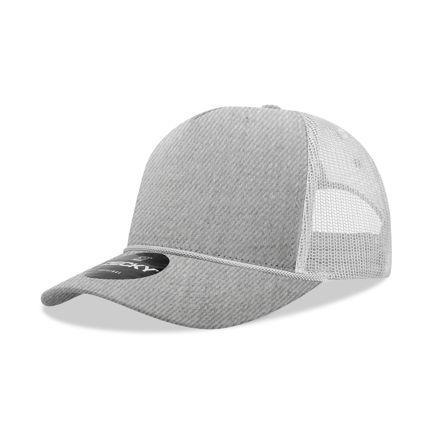 Decky 6040 - 5 Panel Mid Profile Structured Cotton/Poly Blend Trucker w/Rope