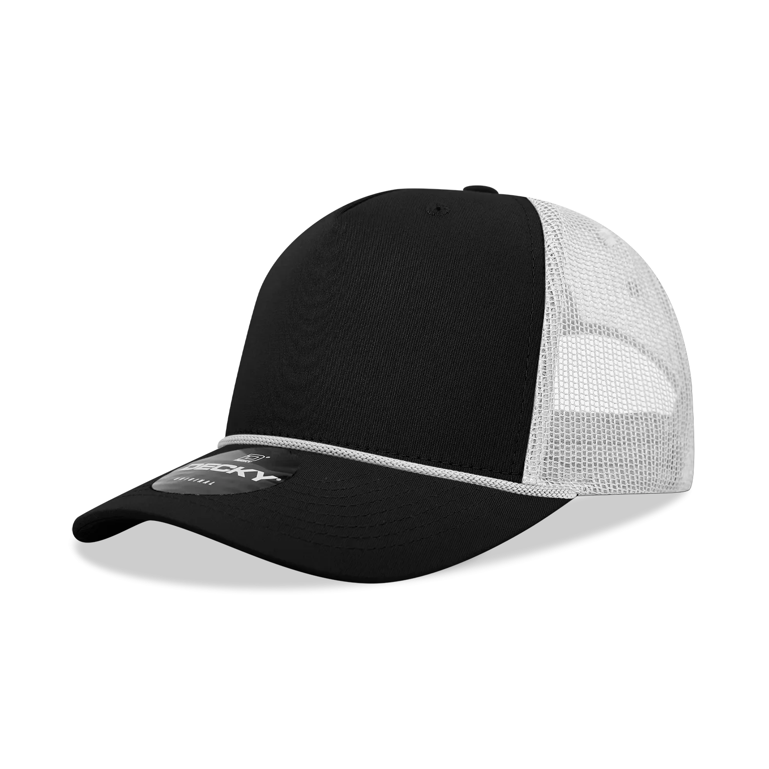 Decky 6040 - 5 Panel Mid Profile Structured Cotton/Poly Blend Trucker w/Rope