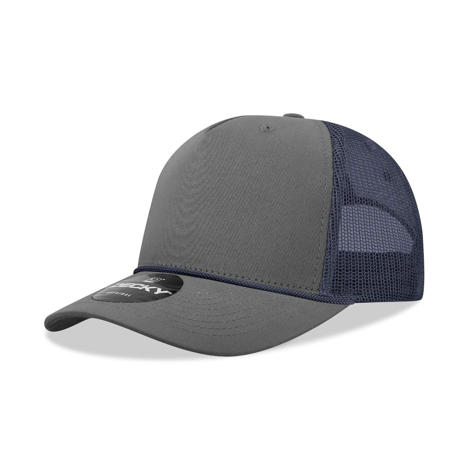 Decky 6040 - 5 Panel Mid Profile Structured Cotton/Poly Blend Trucker w/Rope