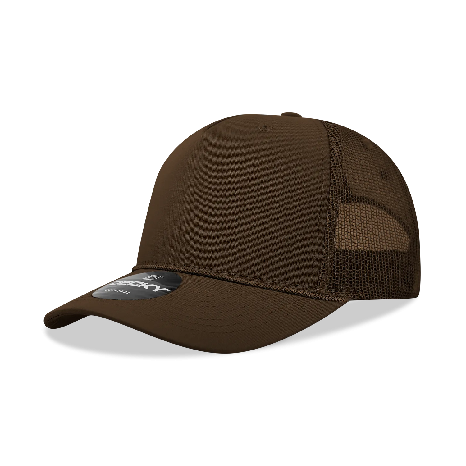 Decky 6040 - 5 Panel Mid Profile Structured Cotton/Poly Blend Trucker w/Rope