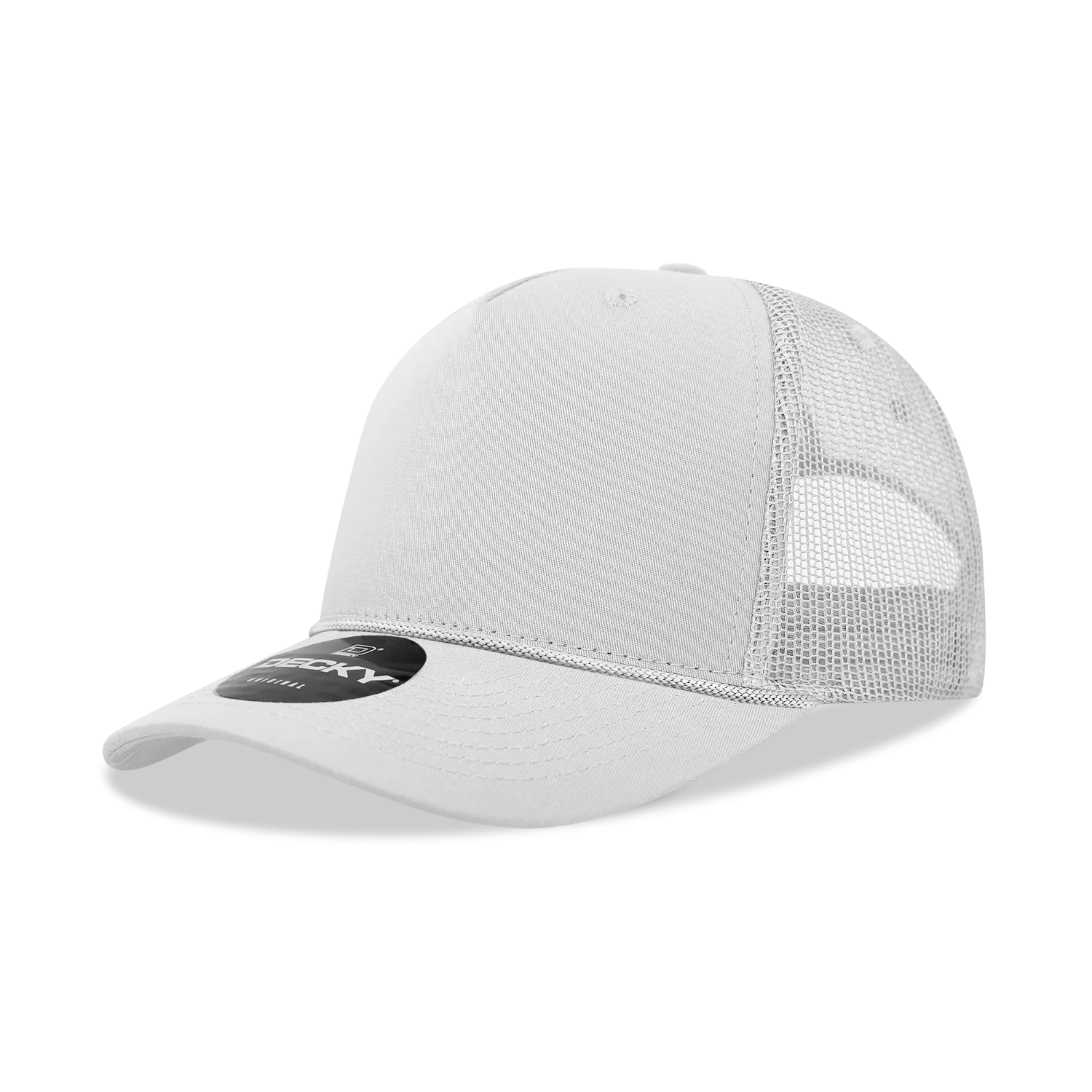 Decky 6040 - 5 Panel Mid Profile Structured Cotton/Poly Blend Trucker w/Rope