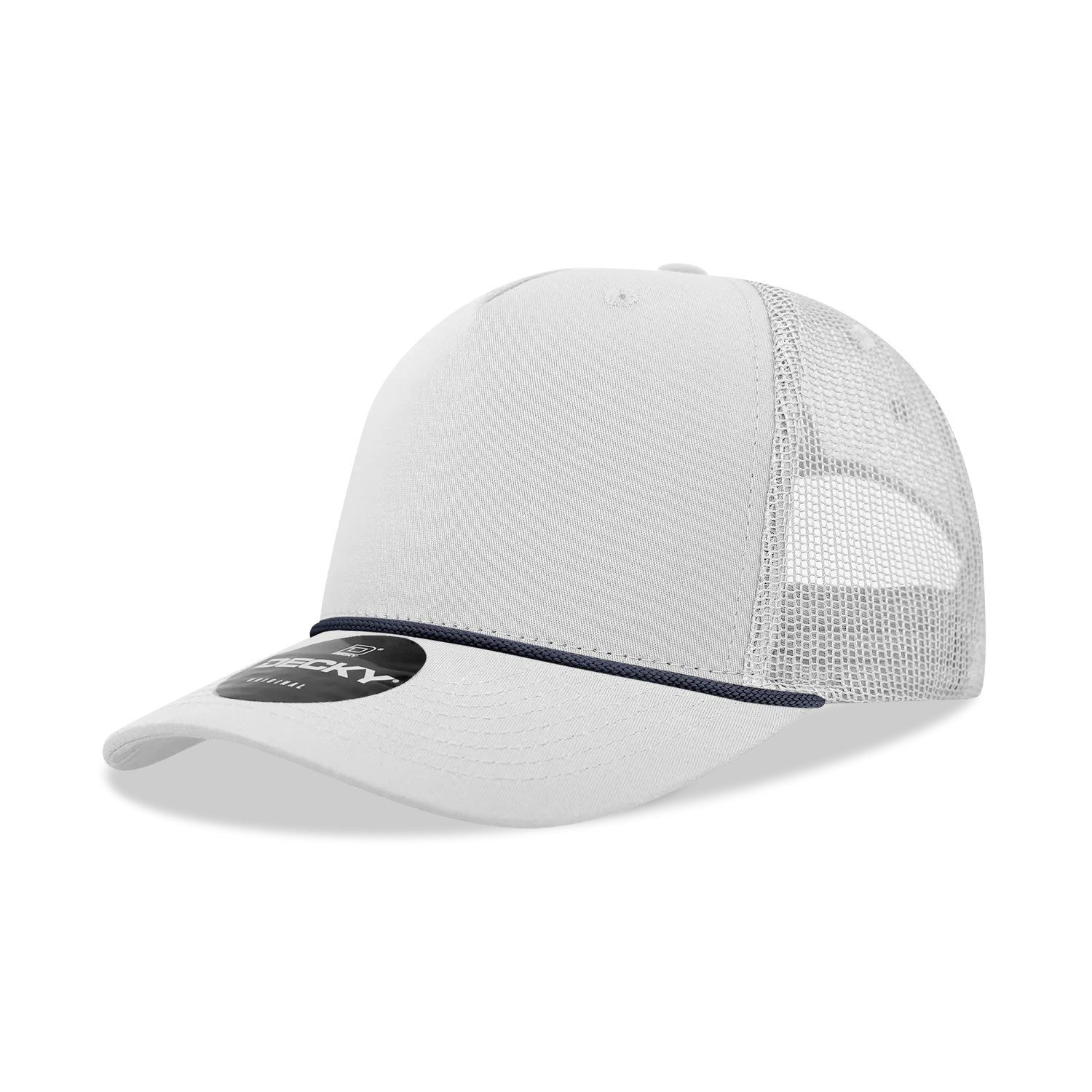 Decky 6040 - 5 Panel Mid Profile Structured Cotton/Poly Blend Trucker w/Rope