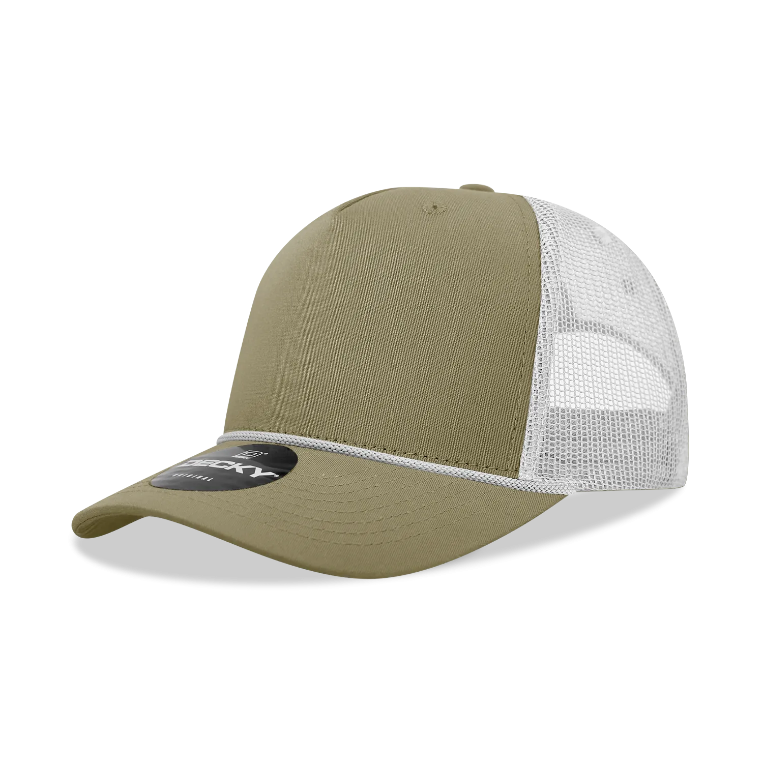 Decky 6040 - 5 Panel Mid Profile Structured Cotton/Poly Blend Trucker w/Rope