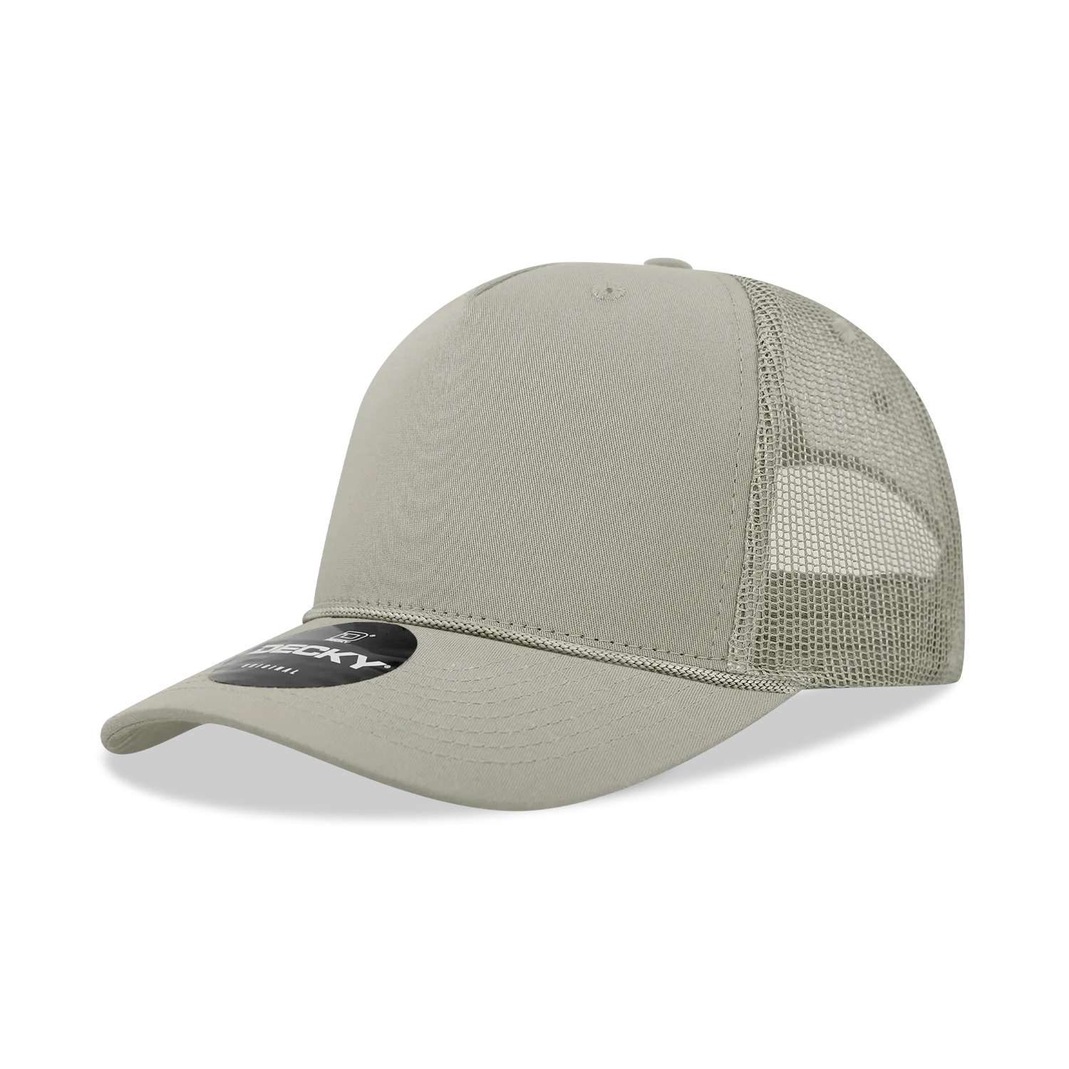 Decky 6040 - 5 Panel Mid Profile Structured Cotton/Poly Blend Trucker w/Rope