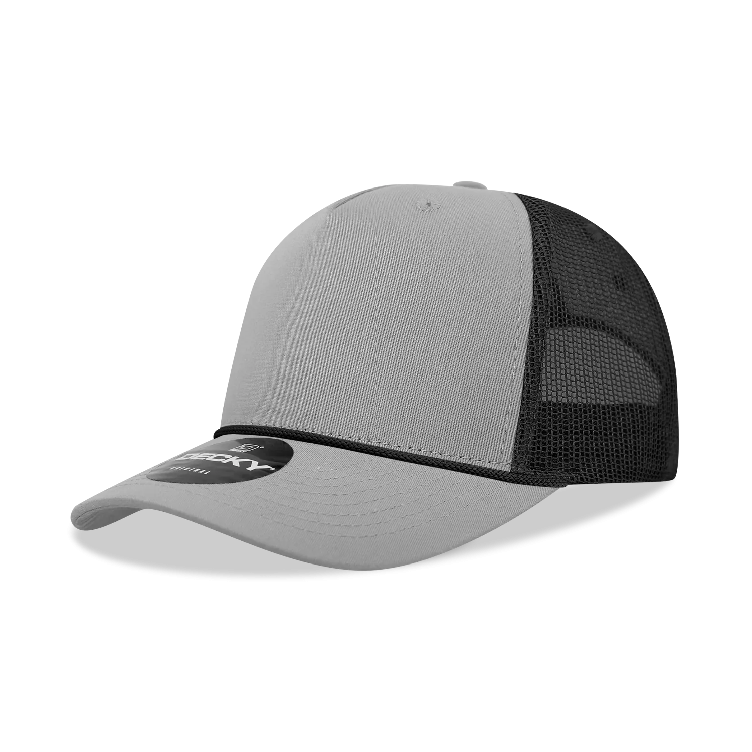 Decky 6040 - 5 Panel Mid Profile Structured Cotton/Poly Blend Trucker w/Rope