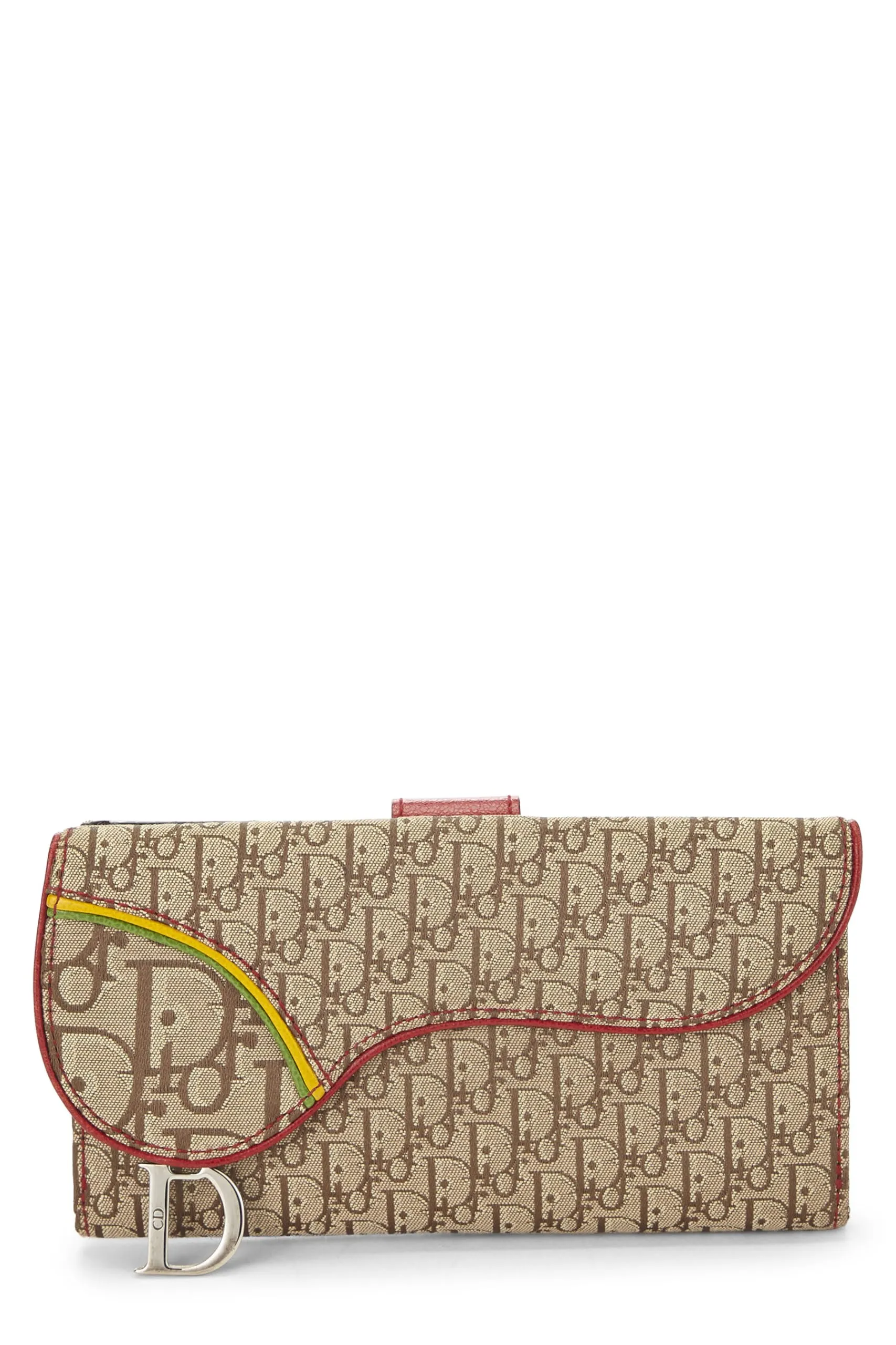 Dior,  Beige Trotter Canvas Rasta Saddle Wallet, Brown