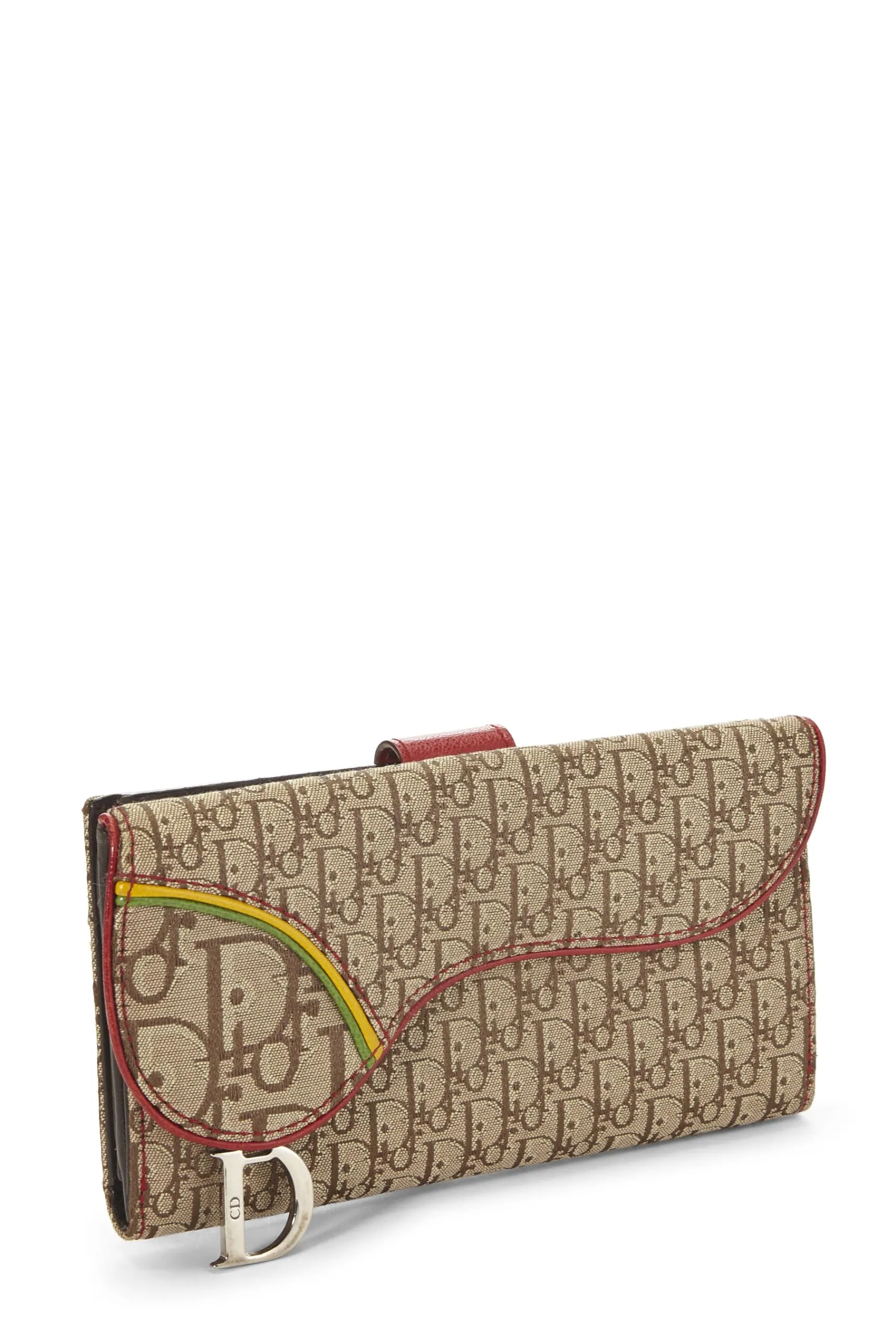 Dior,  Beige Trotter Canvas Rasta Saddle Wallet, Brown