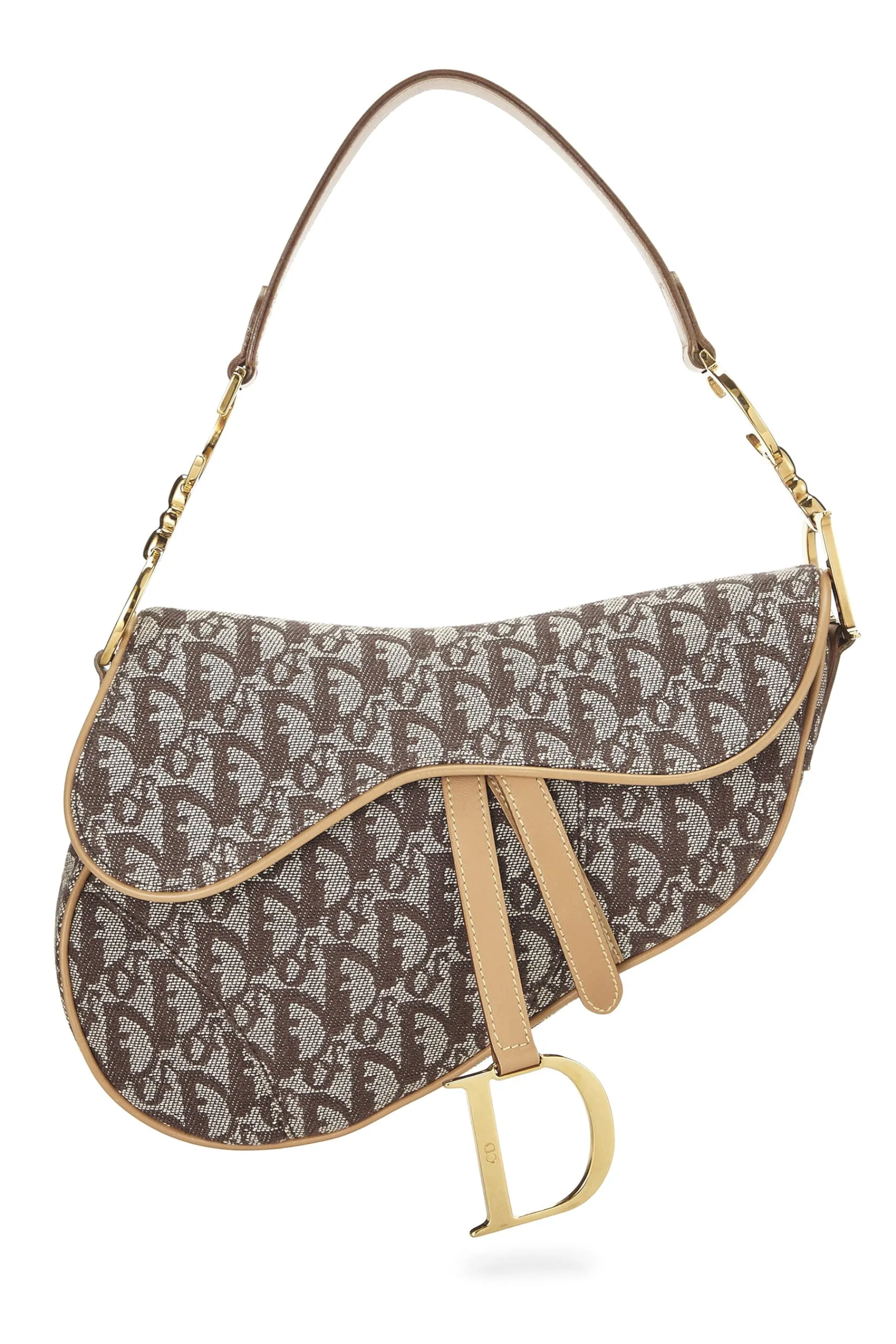 Dior,  Brown Trotter Canvas Saddle Bag, Beige