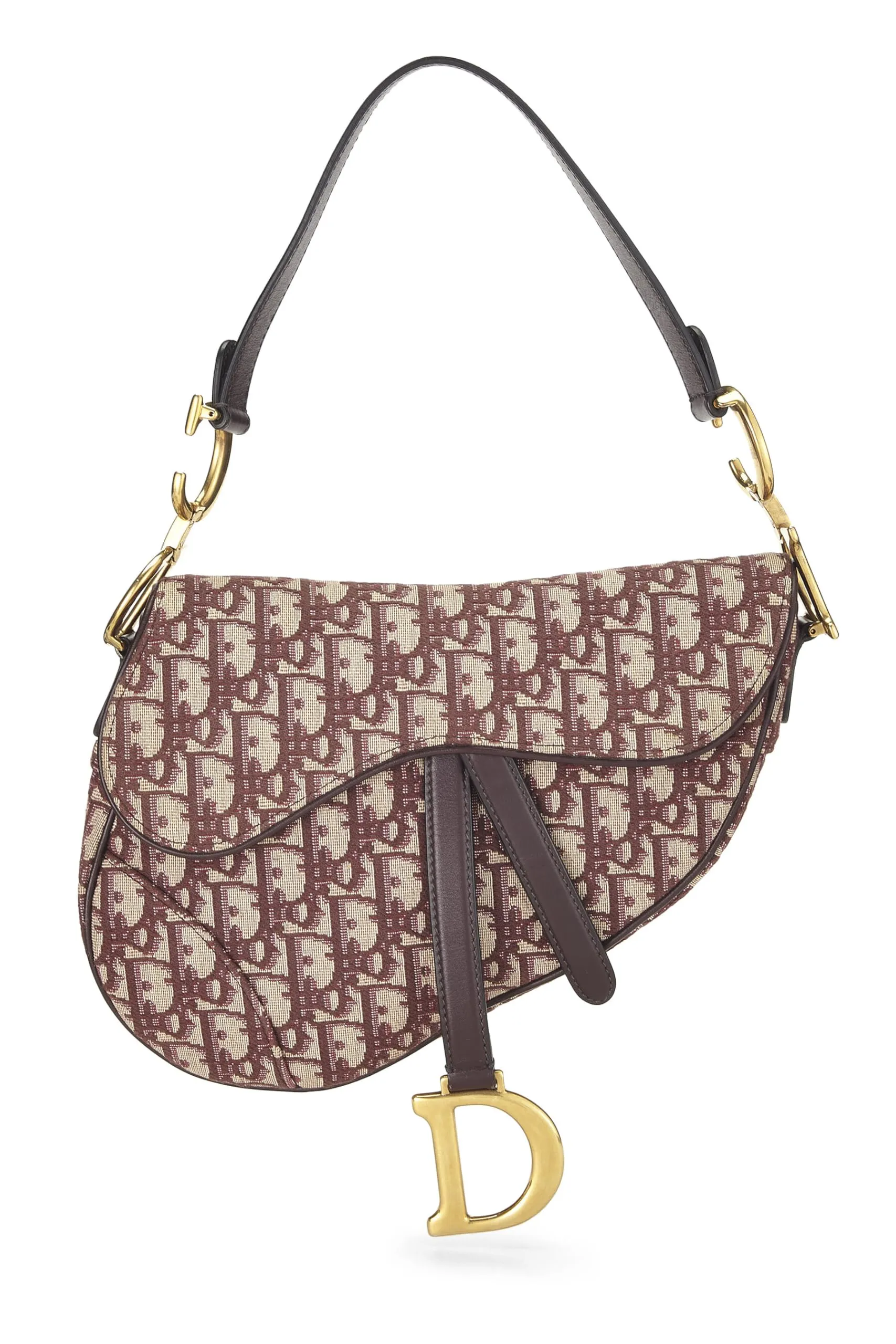 Dior,  Burgundy Oblique Jacquard Canvas Saddle Bag NM, Burgundy