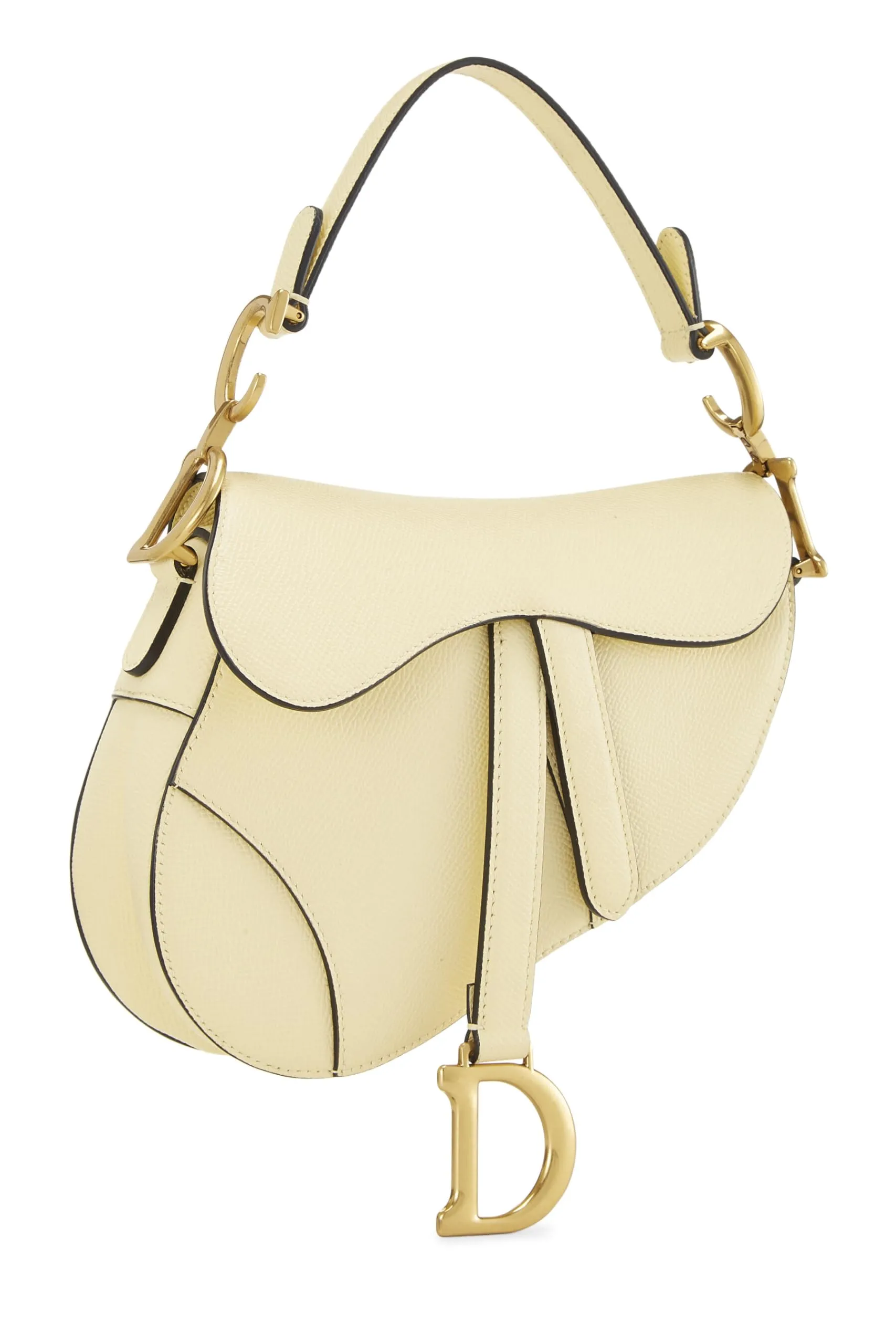 Dior,  Cream Leather Saddle Bag Mini, Yellow