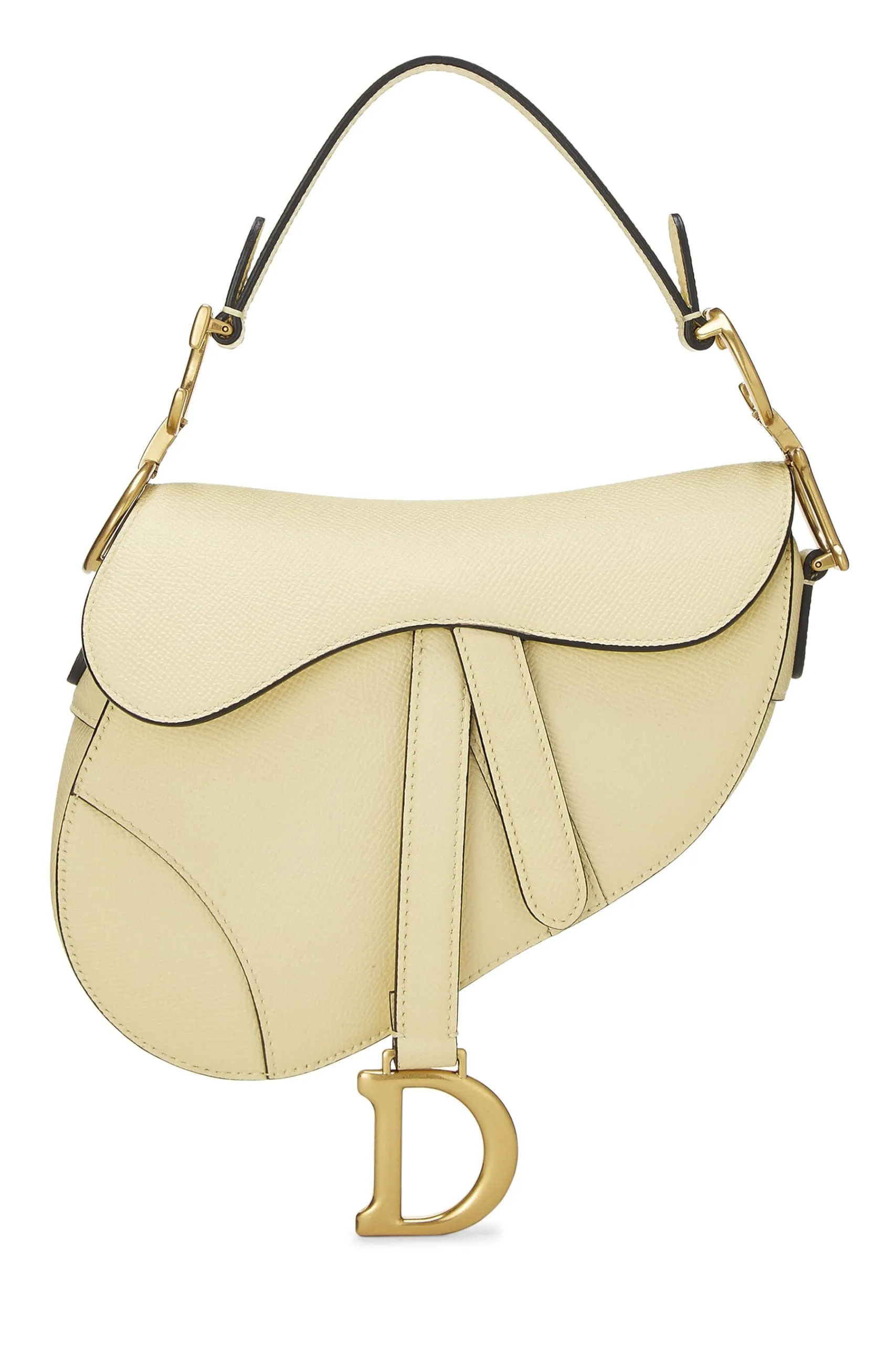 Dior,  Cream Leather Saddle Bag Mini, Yellow