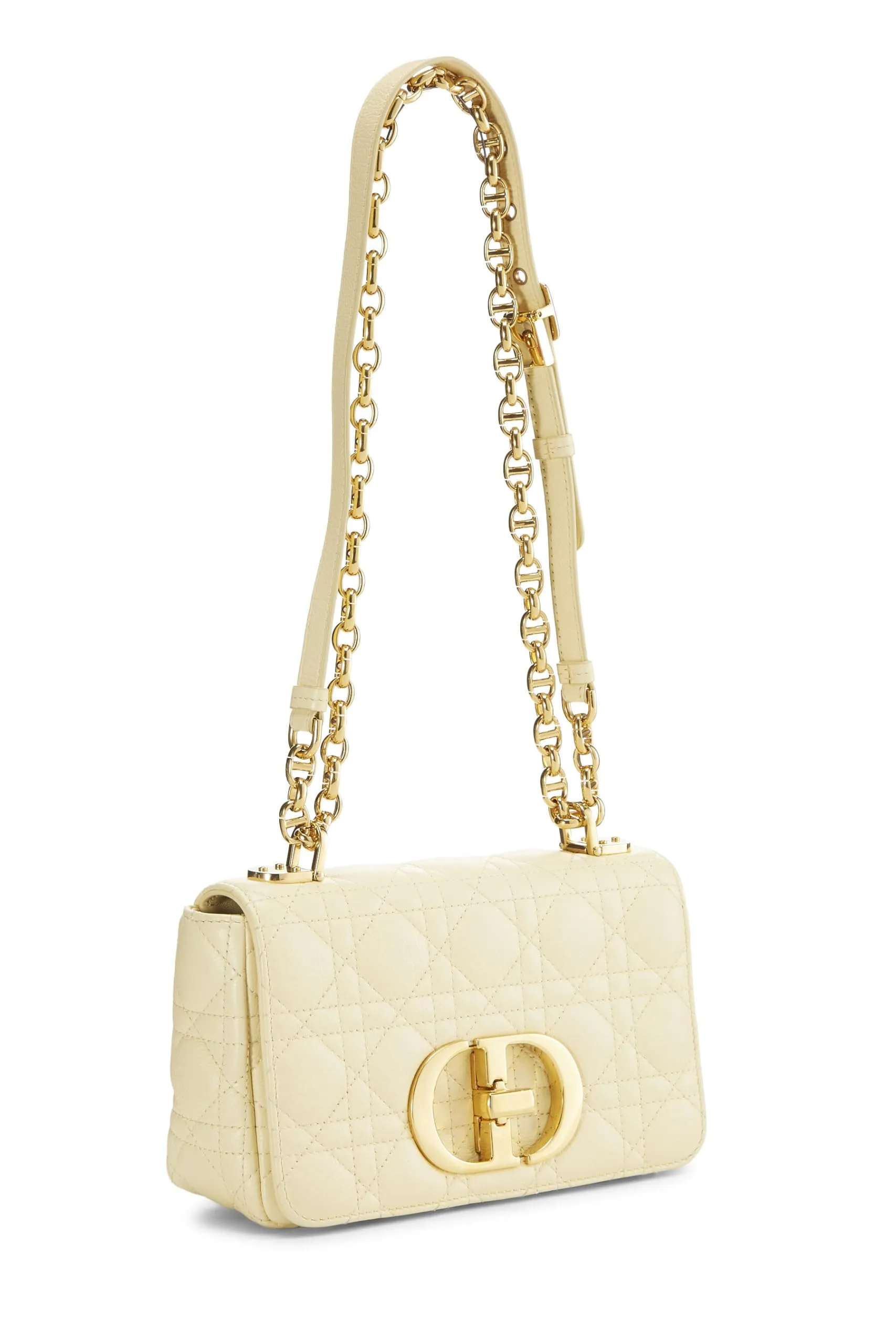 Dior,  Yellow Cannage Calfskin Caro Bag Small, Yellow