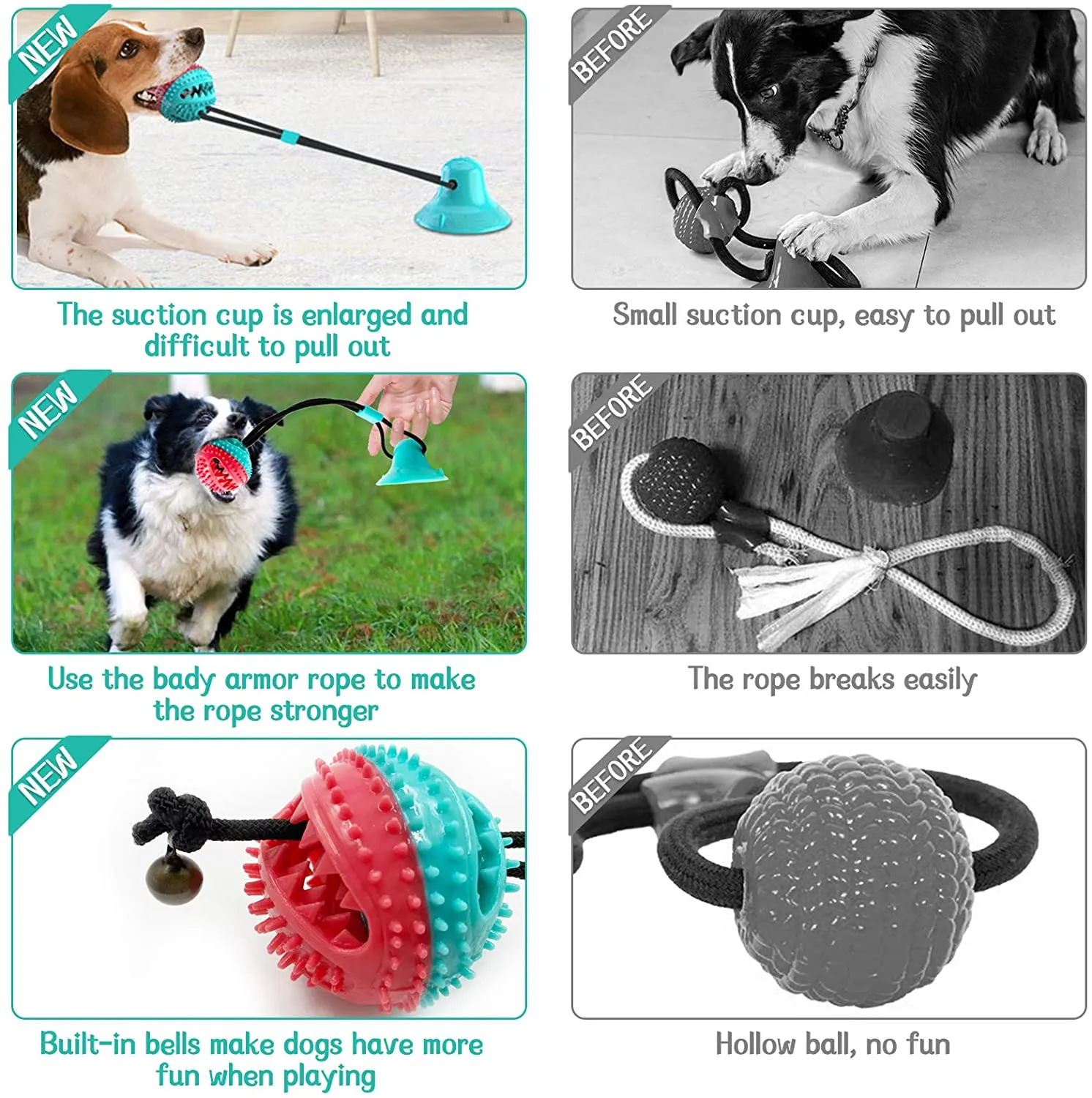 Dog Chew Toys Suction Cup Tug of War Toy Multifunction Interactive Pet Aggressive Chewers Toothbrush Dog Toys Ball with Teeth Cleaning for Small Large Dogs - Walmart.com