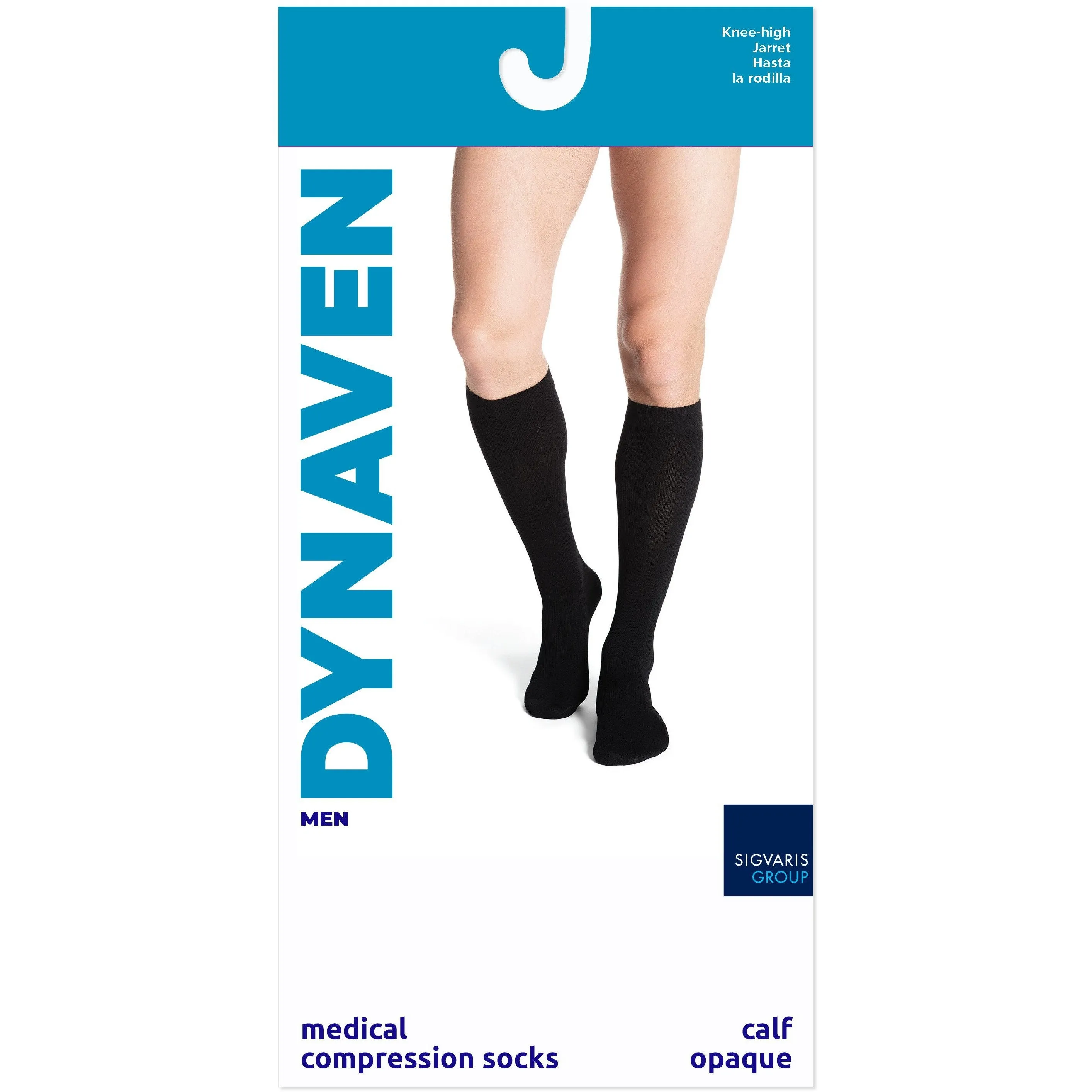 Dynaven Opaque Ribbed Men's Knee High 30-40 mmHg w/ Silicone Top