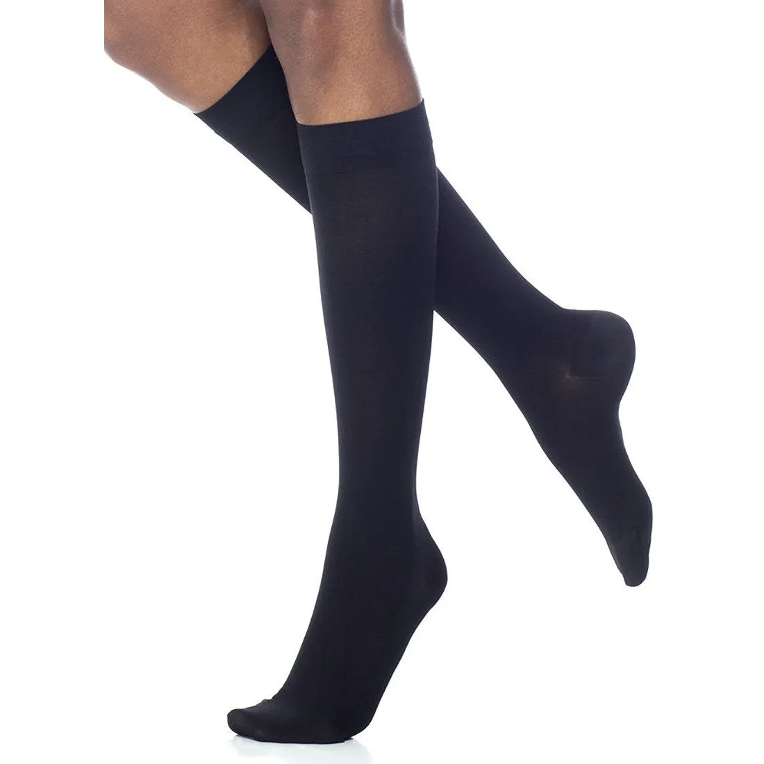 Dynaven Opaque Women's Knee High 15-20 mmHg w/ Silicone Top