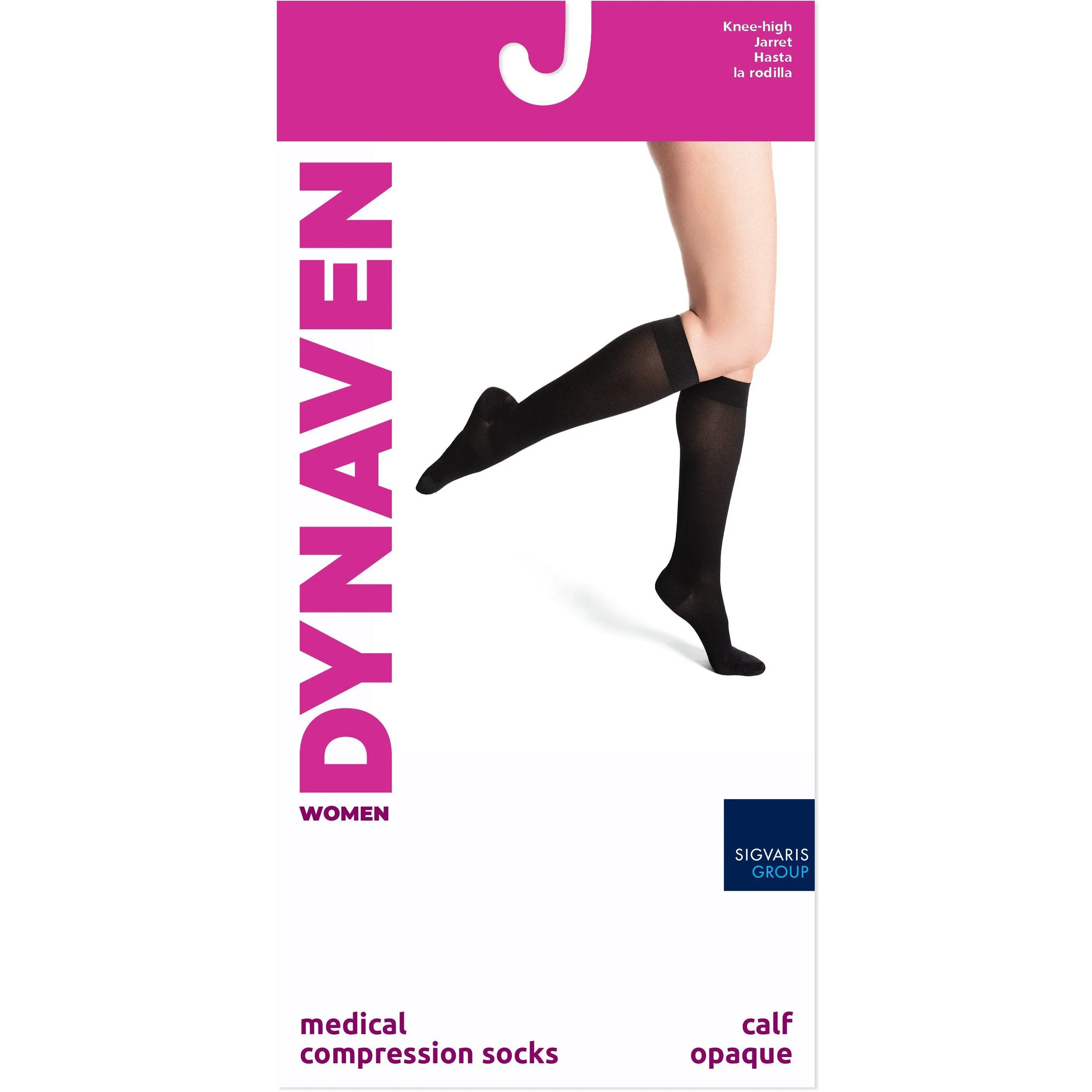 Dynaven Opaque Women's Knee High 15-20 mmHg w/ Silicone Top