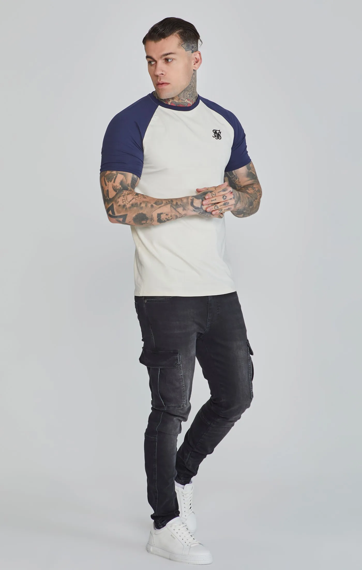 Ecru Navy Raglan T-Shirt