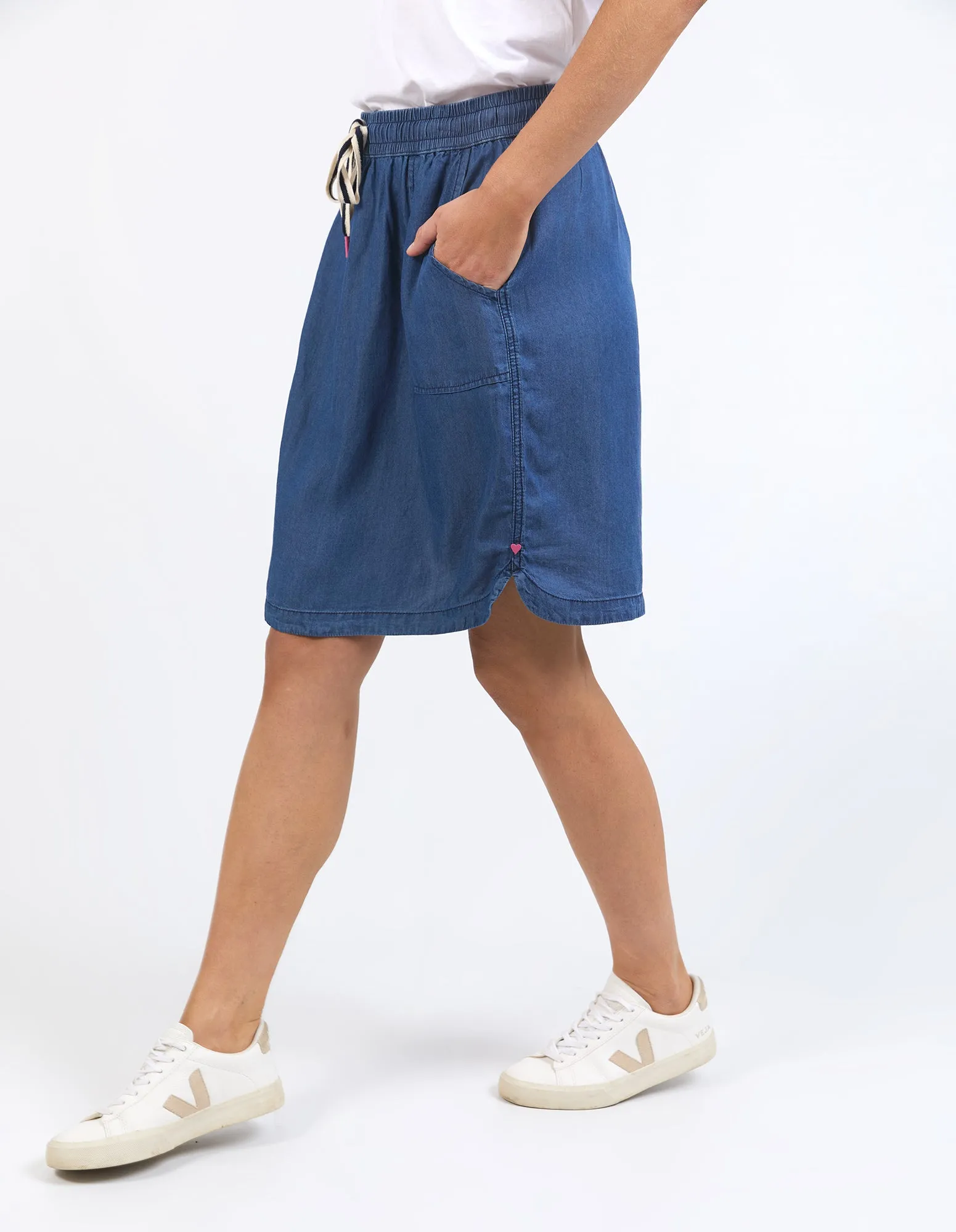 Emmy Chambray Skirt Dark Blue Wash