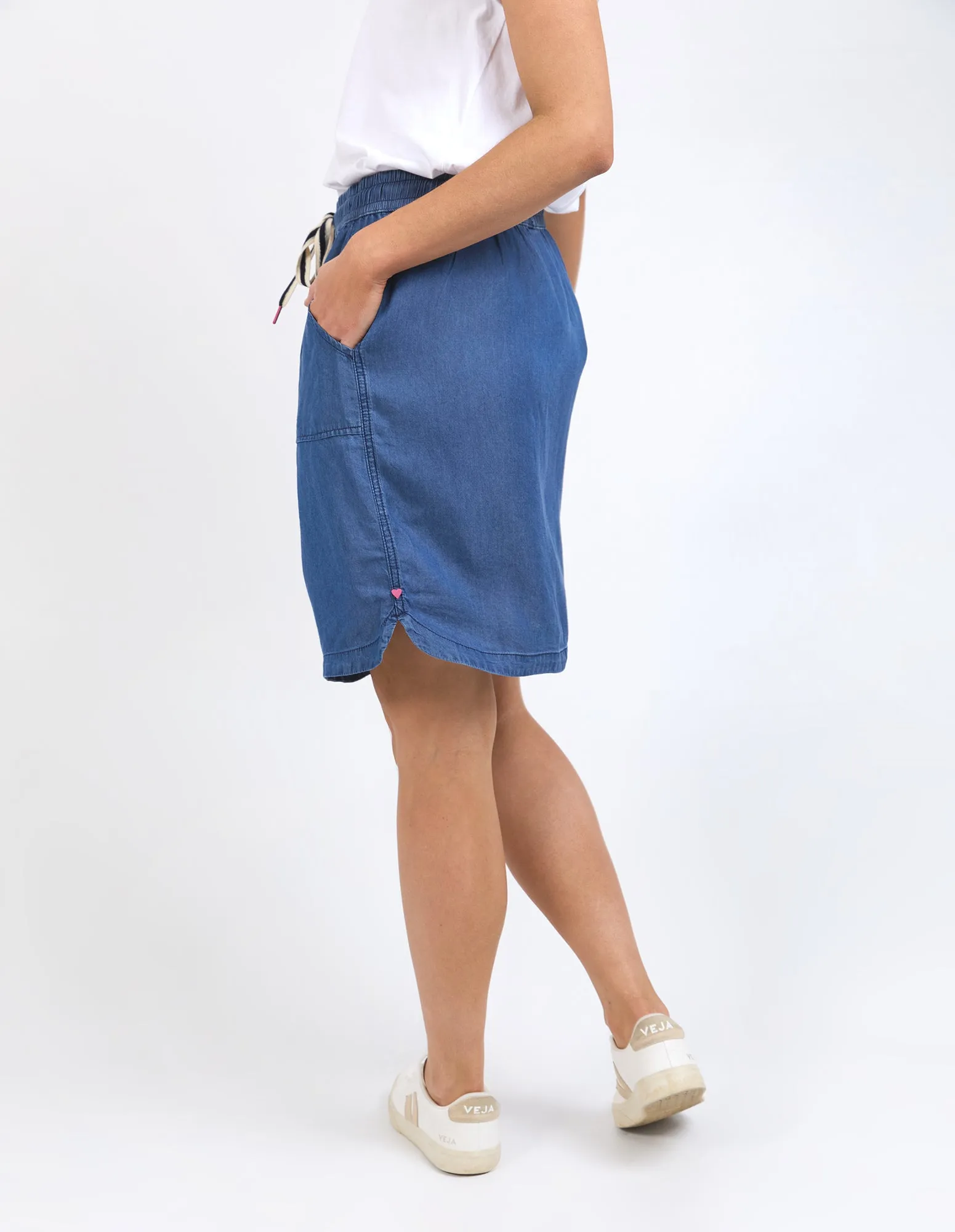 Emmy Chambray Skirt Dark Blue Wash