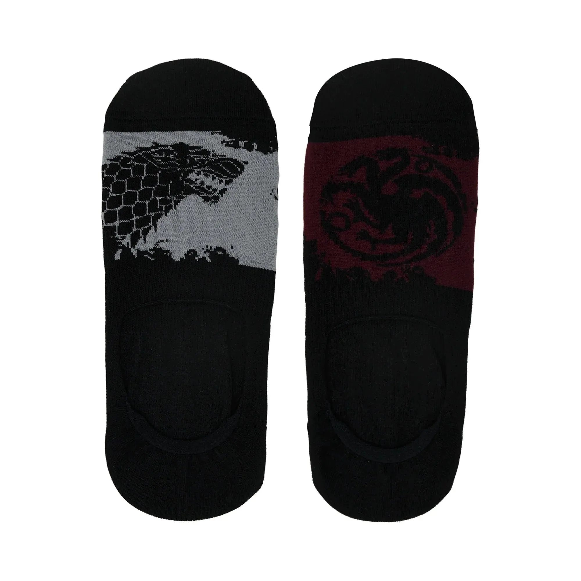 Game Of Thrones House Targaryen & House Of Stark Loafer/invisible Socks For Men - Grey & Maroon